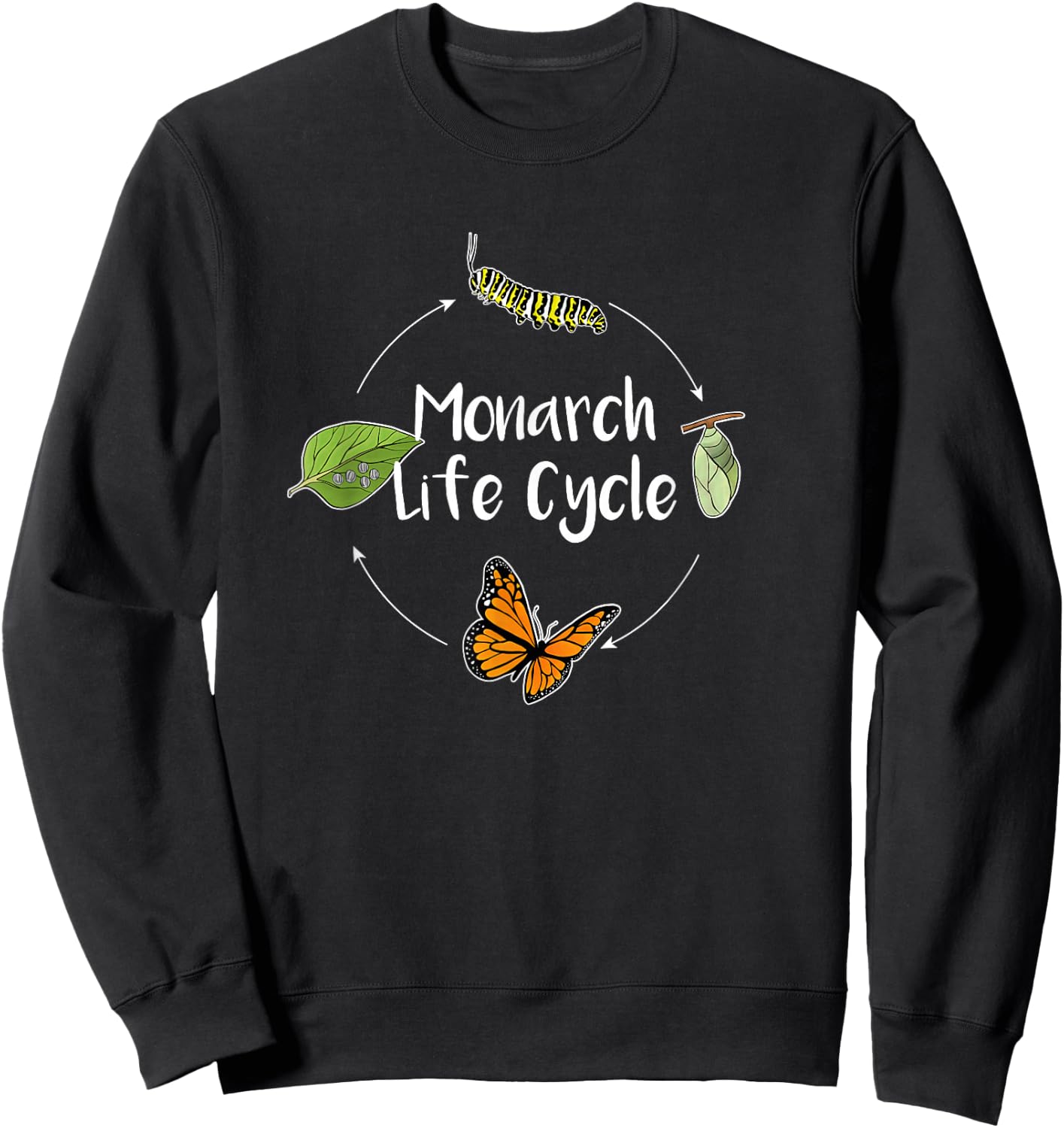 Monarch Life Cycle - Butterfly Caterpillar Gift Sweatshirt - Sweatshirt | Black