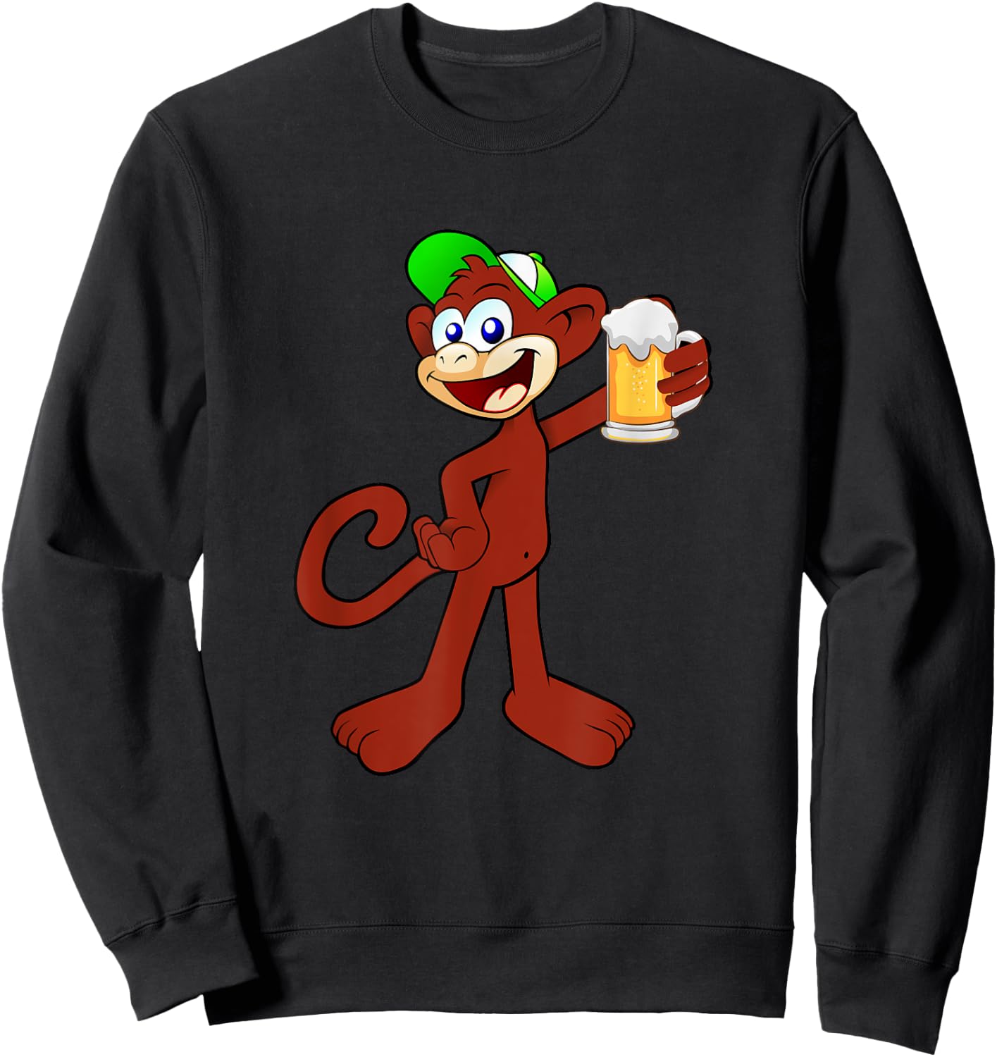 Beer Drinking Monkey Funny Beer Lovers Trendy Gag Gift Sweatshirt - Sweatshirt | Black