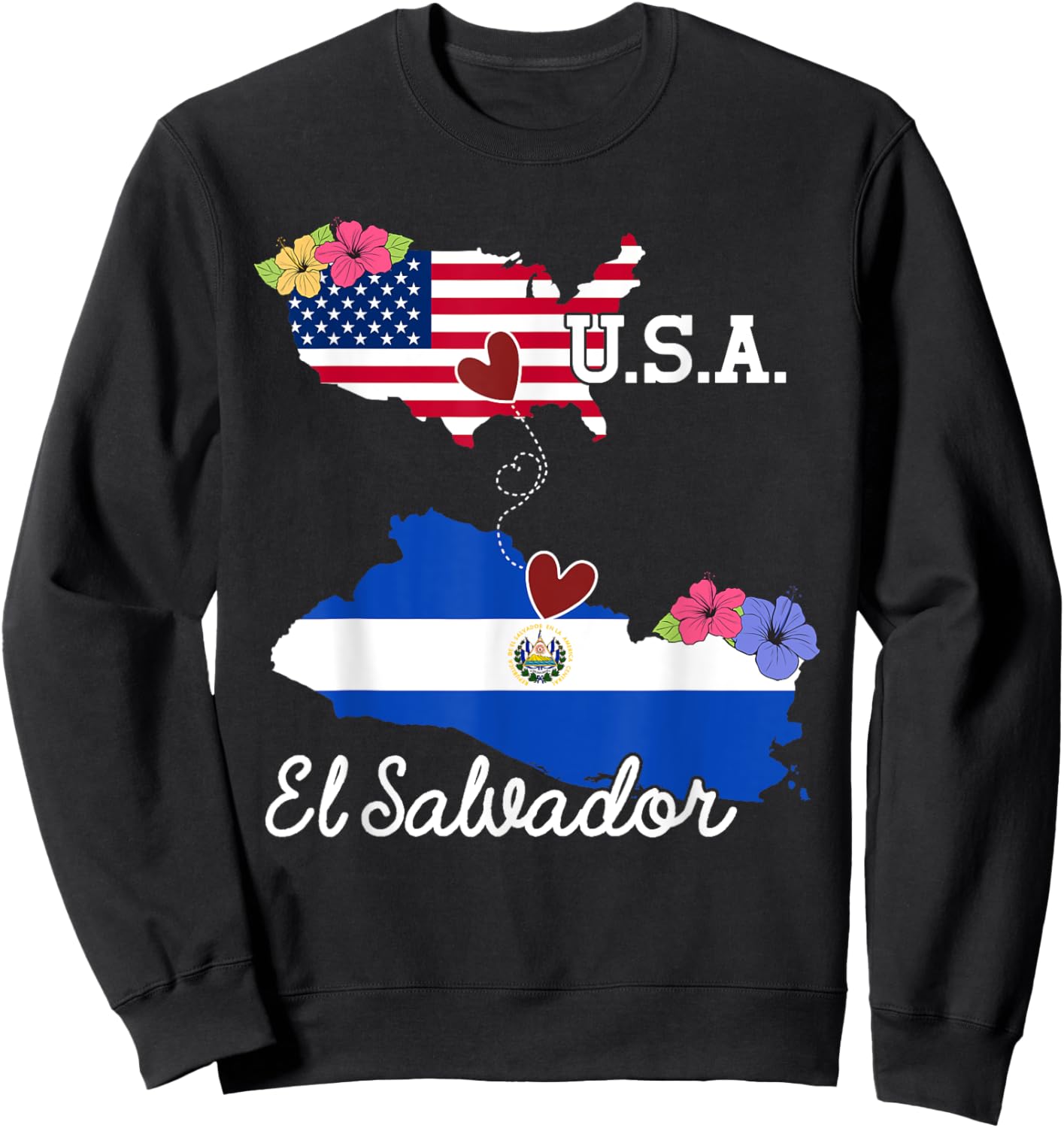 El Salvador USA American Flag Salvadorian El Salvador Flag Men Sweatshirt - Sweatshirt | Black