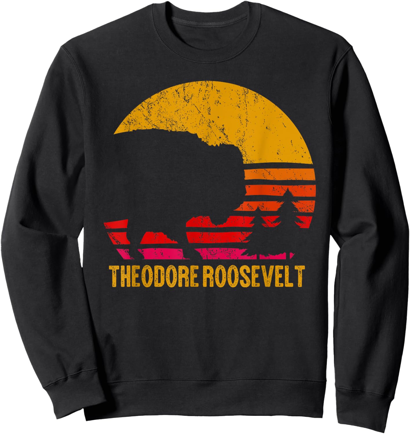 Theodore Roosevelt National Park Vintage Buffalo Bison Gift Sweatshirt - Sweatshirt | Black