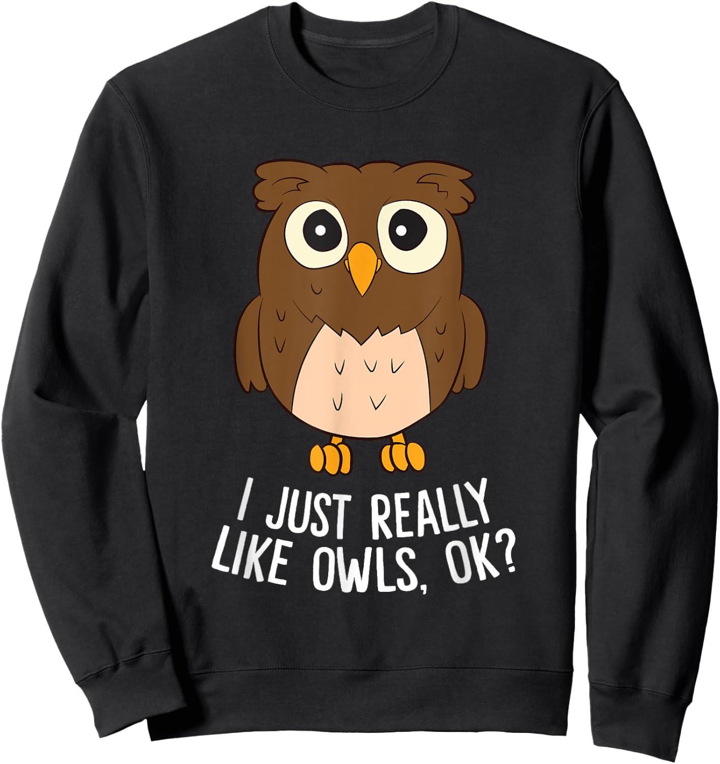 Cute Bird -Adults Owl Lovers Funny Owl Graphic Black Small Sweatshirt - Sweatshirt | Black