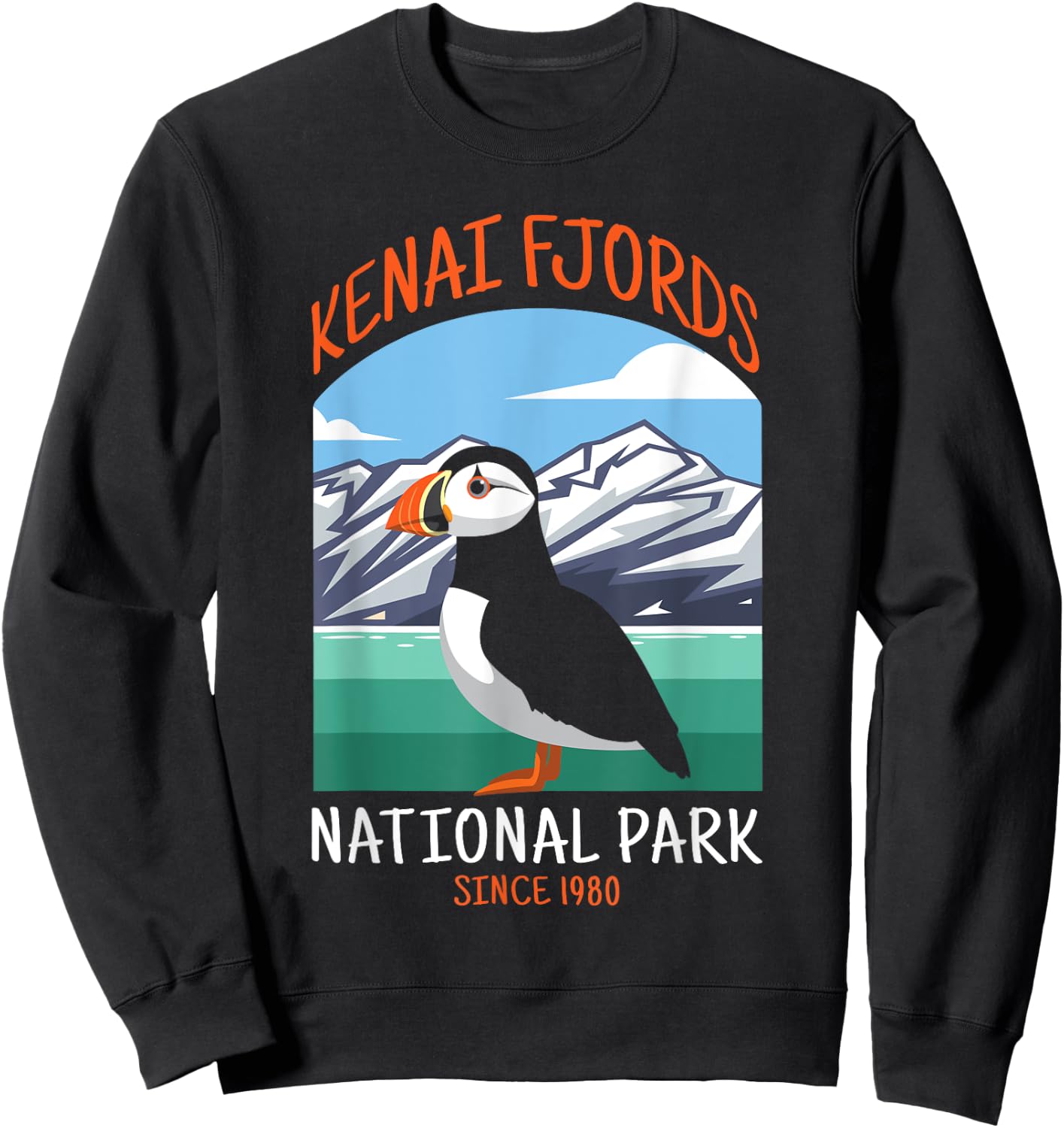 Kenai Fjords National Park US Puffin Bird Alaska Sweatshirt - Sweatshirt | Black