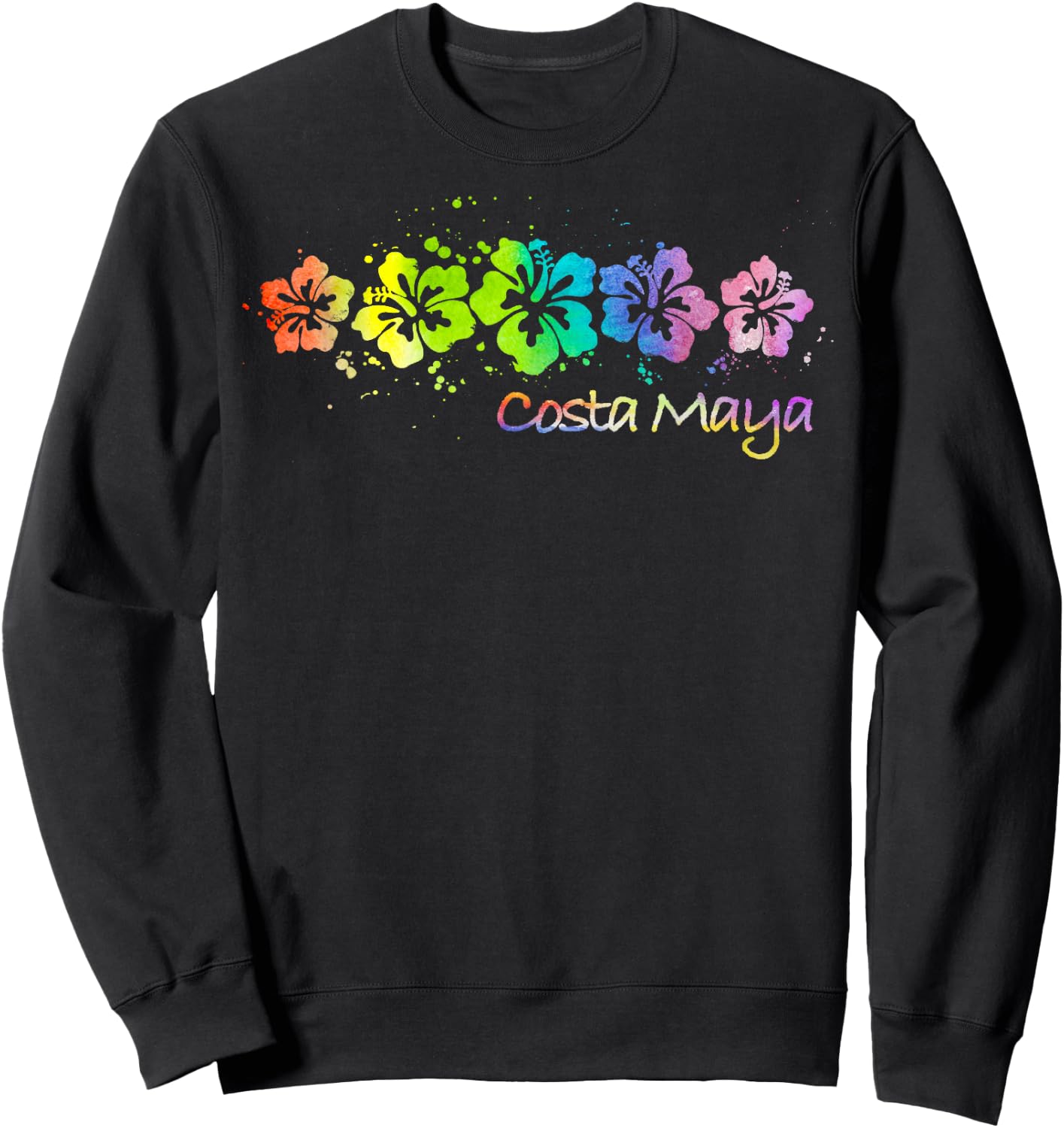 Costa Maya, Mexico Watercolor Beach & Surf Sweatshirt - Sweatshirt | Black