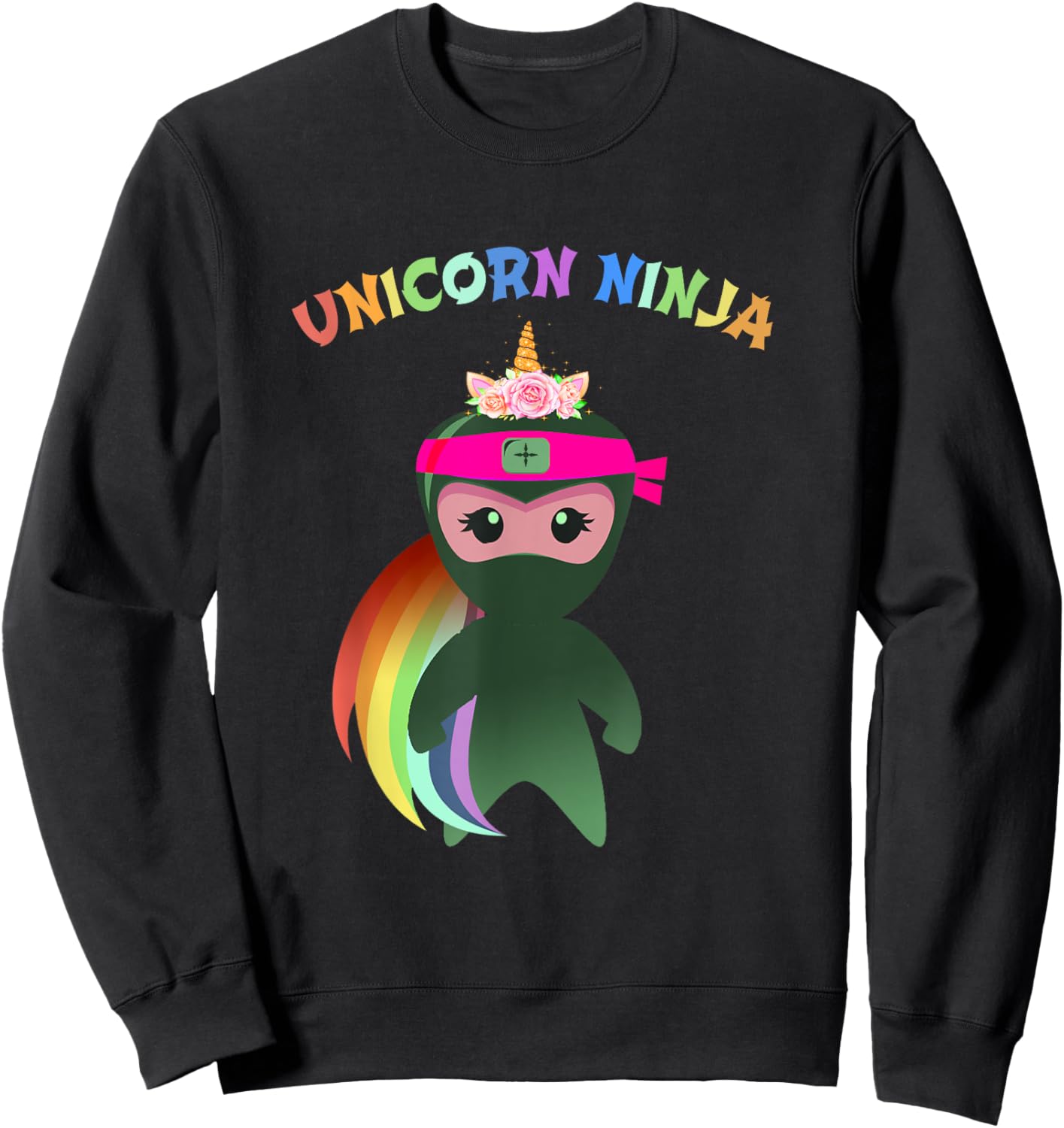 Purple UNICORN NINJA Disguise Birthday Girls Kids & Teachers Sweatshirt - Sweatshirt | Black