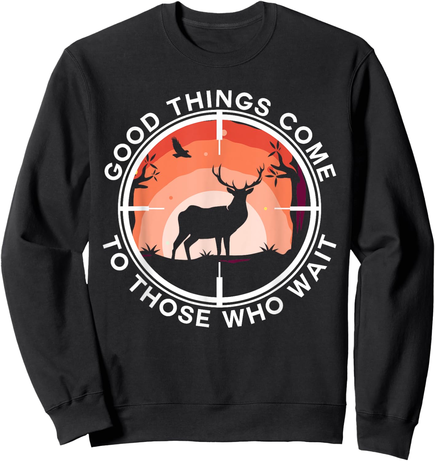 Large Buck Funny Deer Hunting Sweatshirt - Sweatshirt | Black