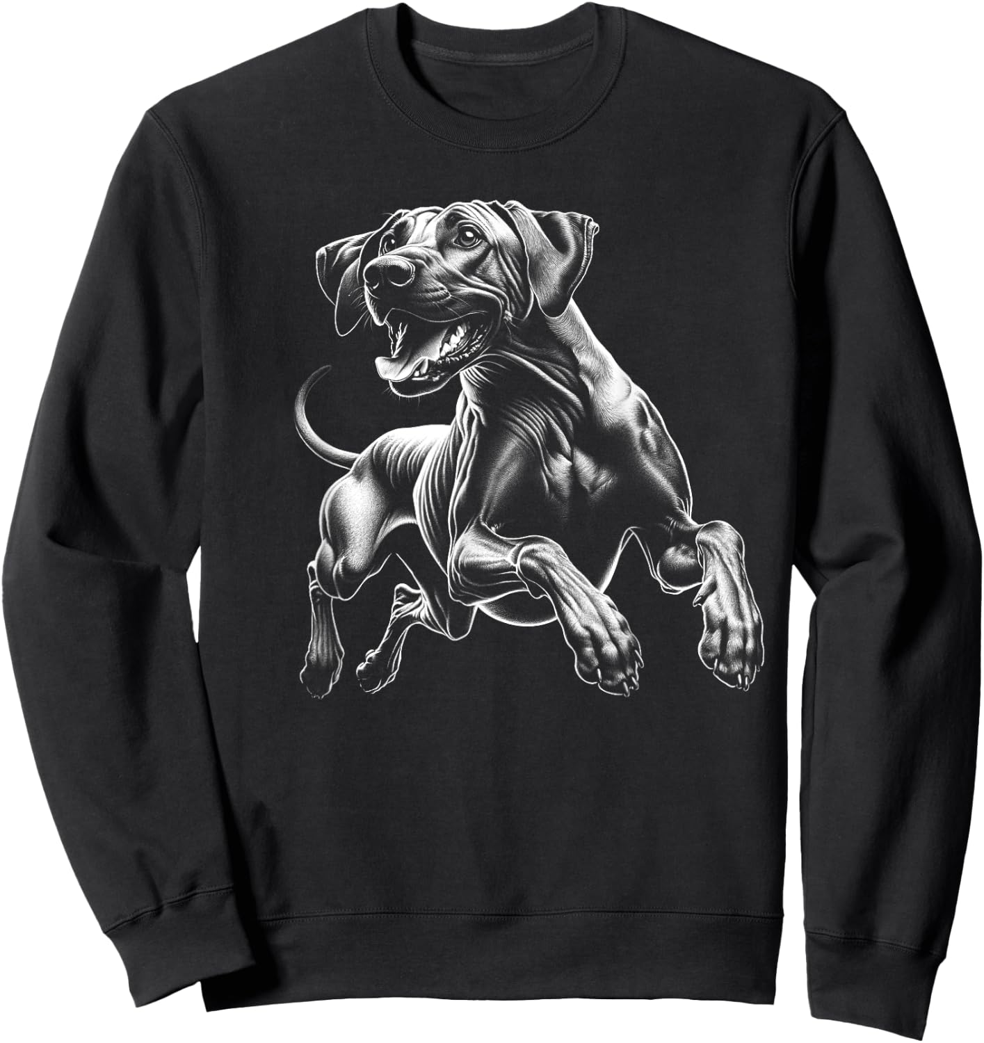 Happy Rhodesian Ridgeback in the Jump Sweatshirt - Sweatshirt | Black