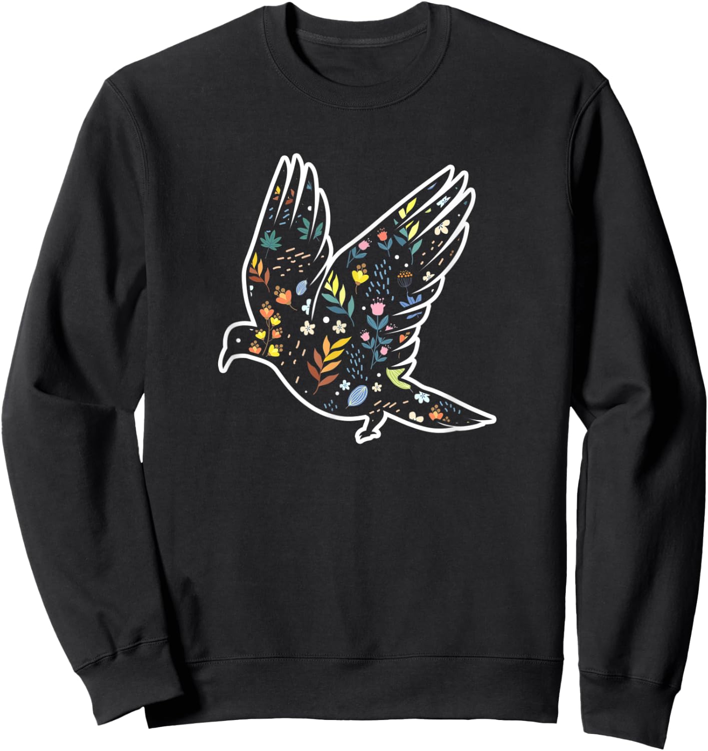 Floral Pattern Pigeon Sweatshirt - Sweatshirt | Black
