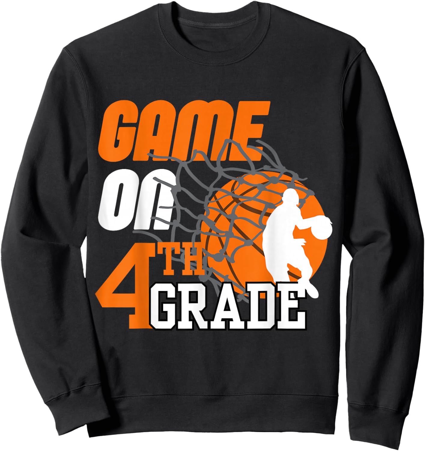 Boys Game On 4th Grade Basketball Back To School Teacher Kid Sweatshirt - Sweatshirt | Black