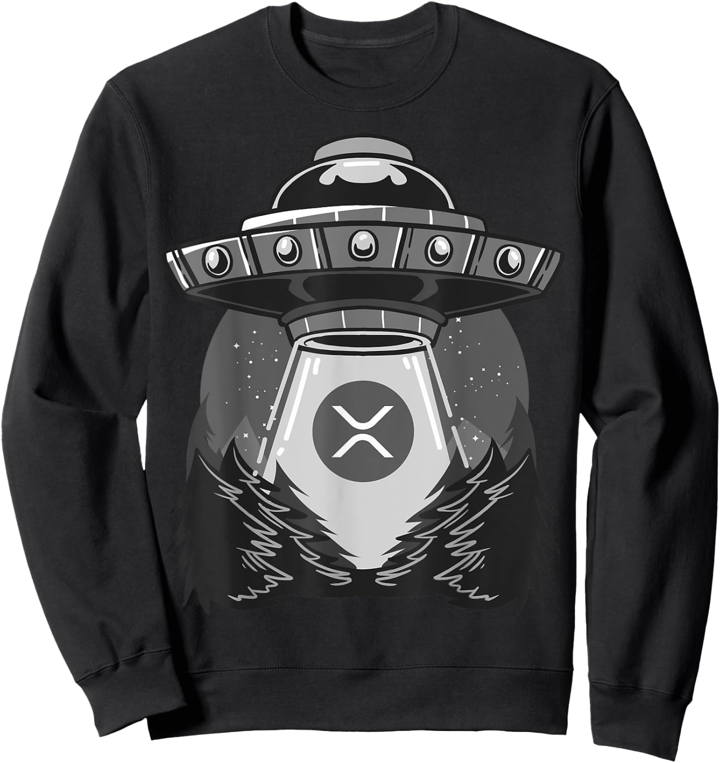 Spaceship UFO XRP Cryptocurrency Sweatshirt - Sweatshirt | Black