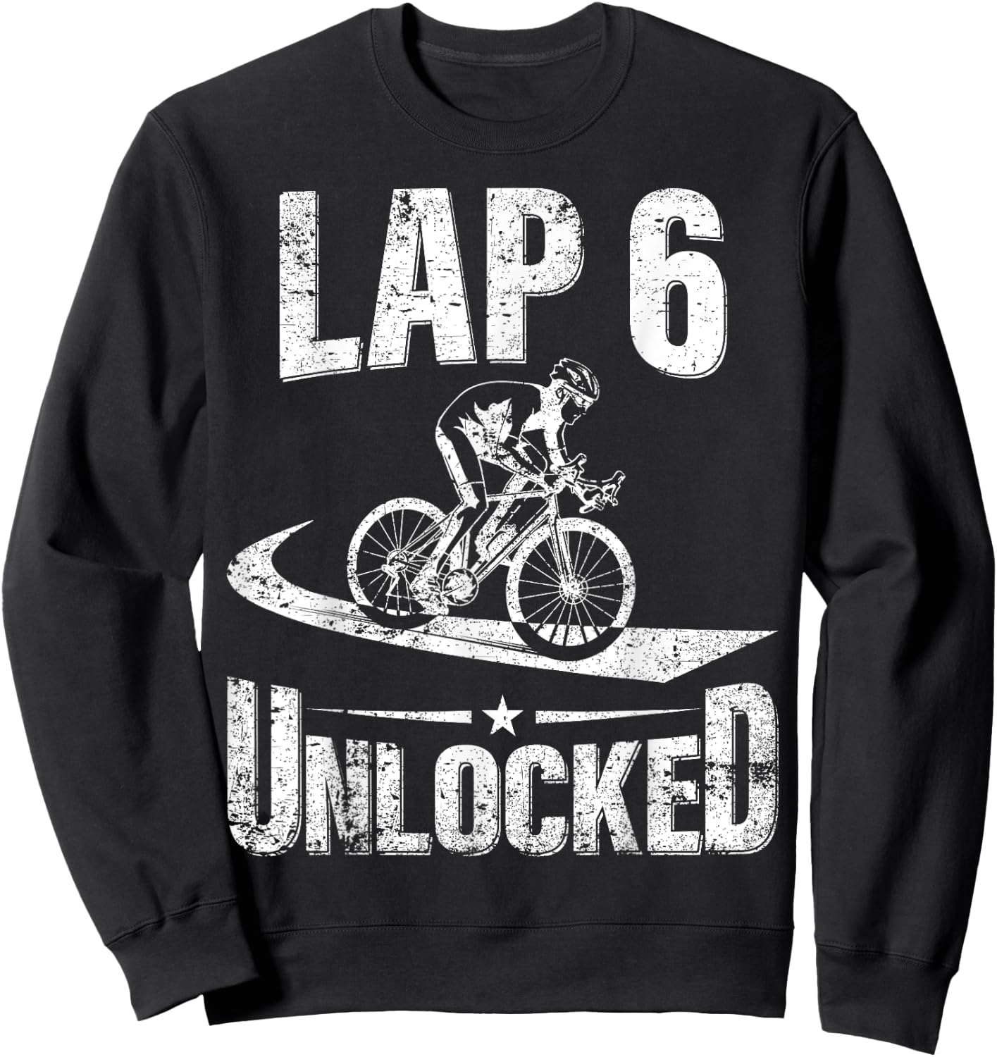 6th Birthday Party Lap 6 Unlocked 6 Year Old Cyclist Bike Sweatshirt - Sweatshirt | Black