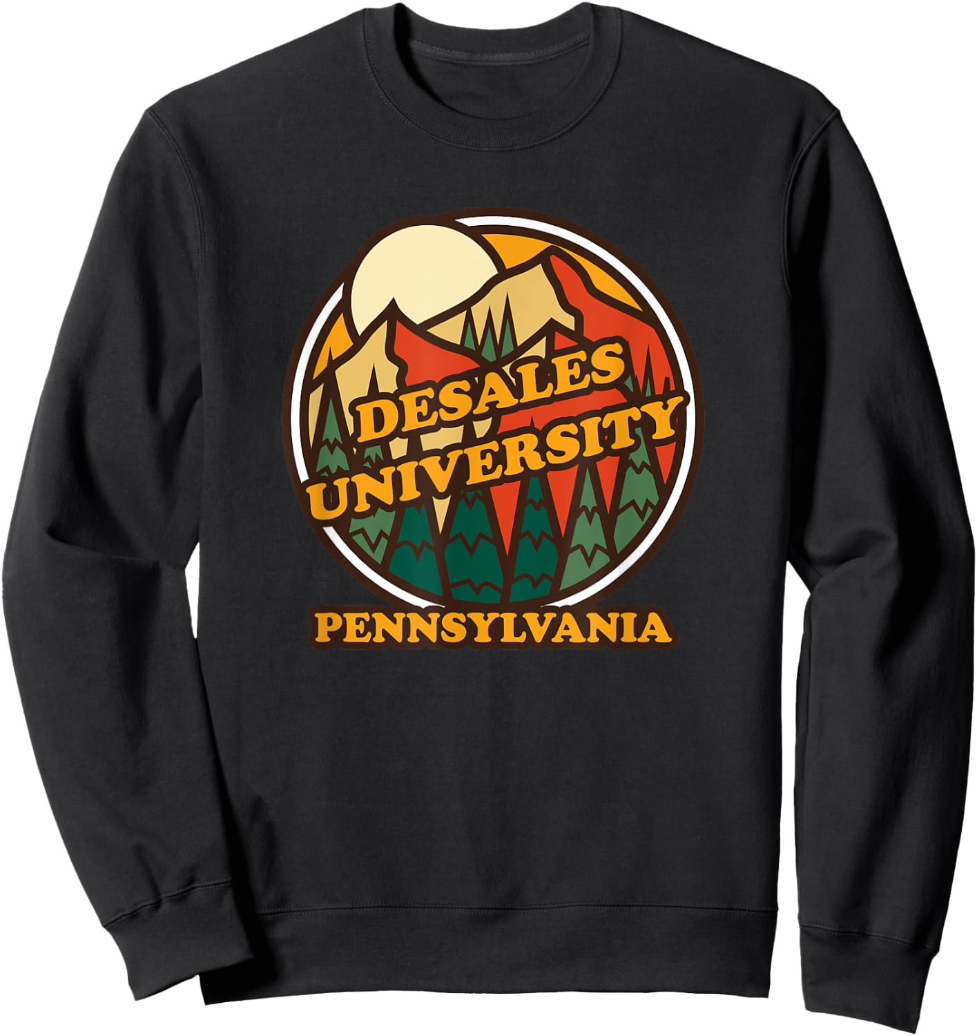 Vintage DeSales University, Pennsylvania Mountain Print Sweatshirt - Sweatshirt | Black