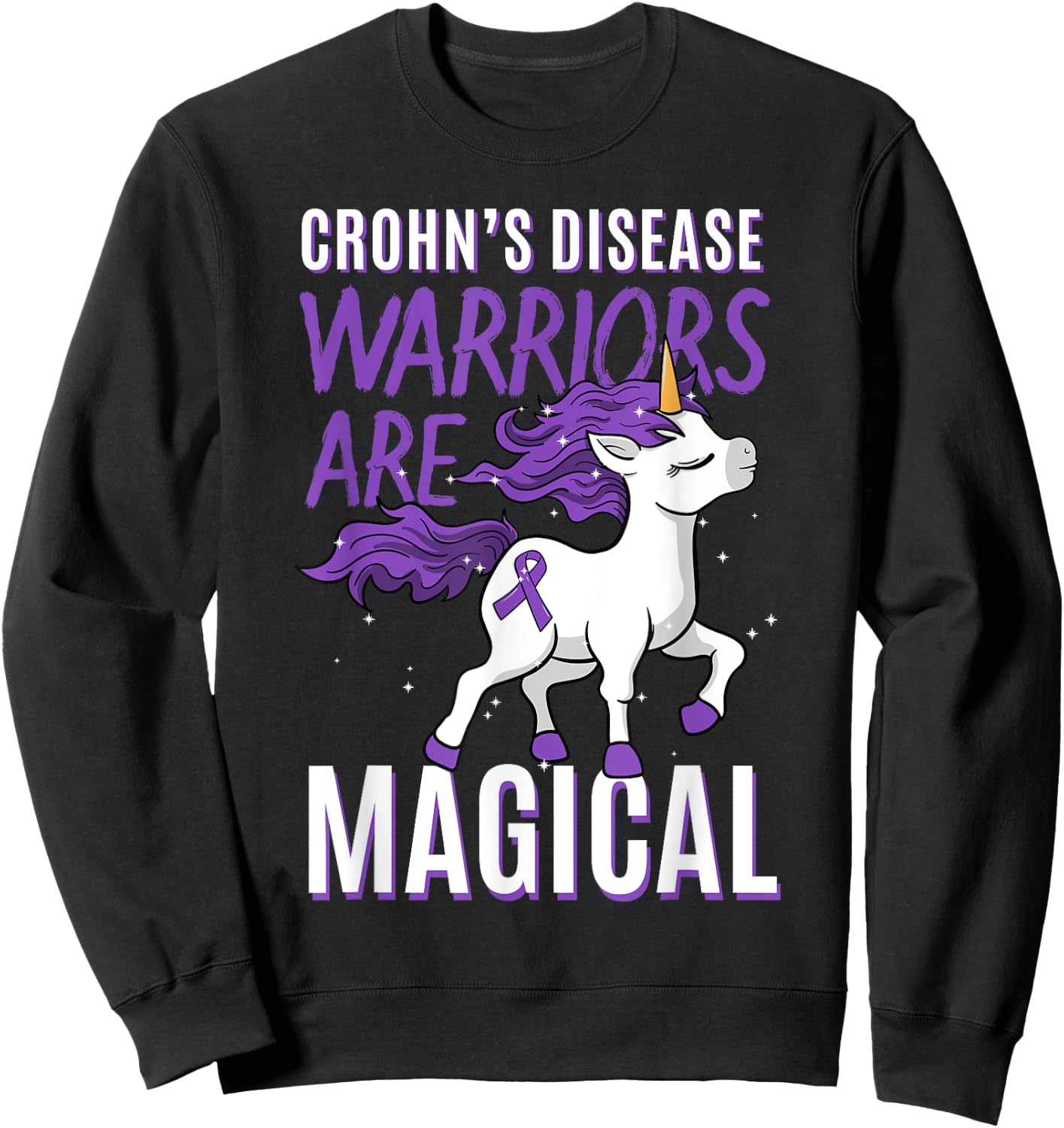 Crohn's Disease Awareness Regional Enteritis Unicorn Lover Sweatshirt - Sweatshirt | Black