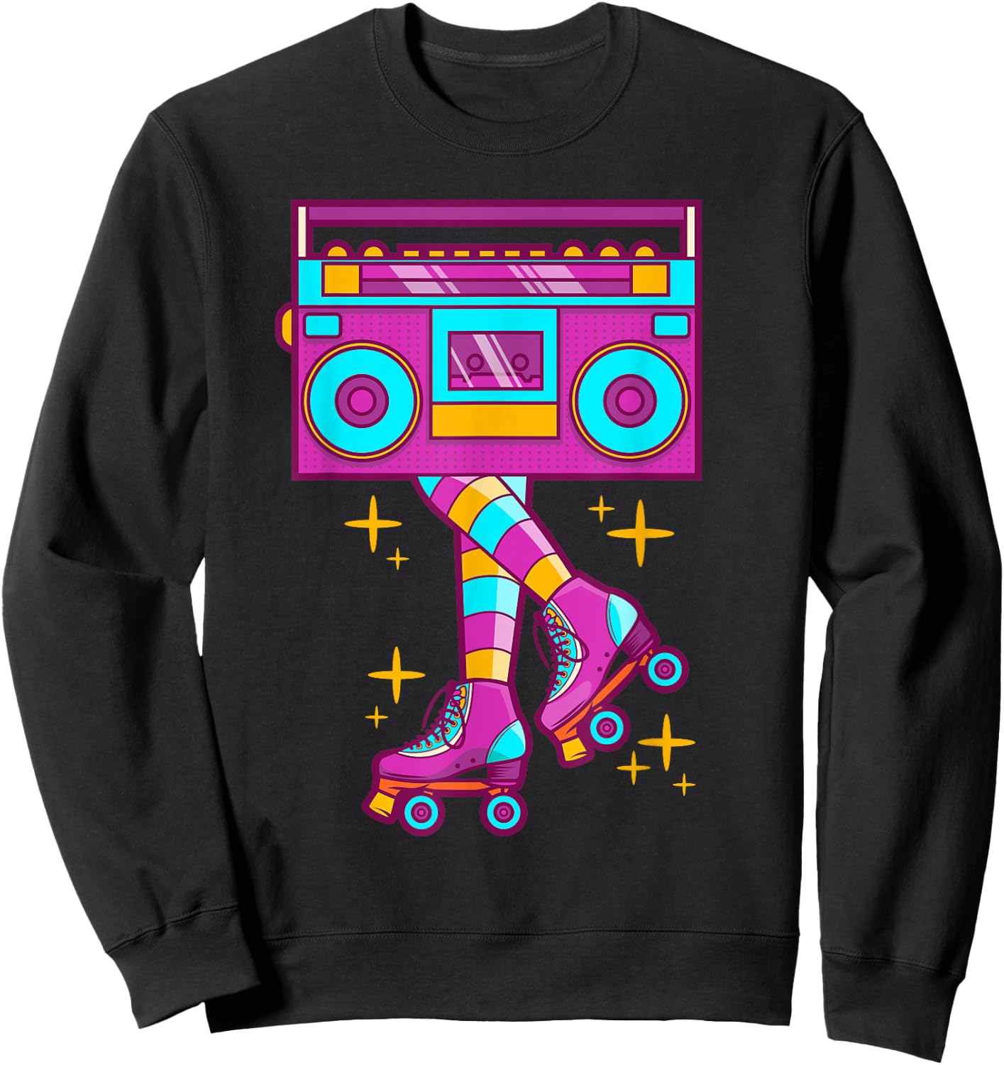 Retro Rollerskates Funny 80's Roller Disco Skating Girl Gift Sweatshirt - Sweatshirt | Black