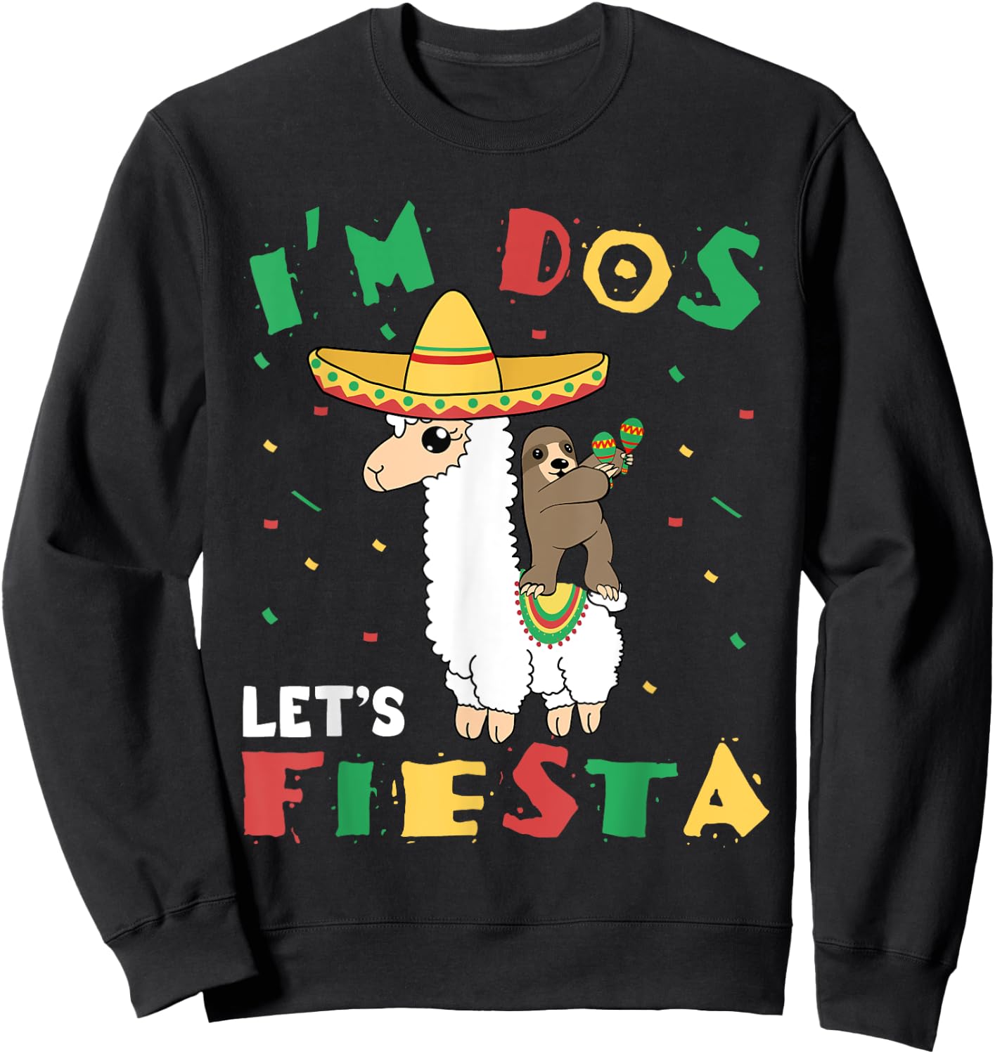 I'm Dos Let's Fiesta 2nd Birthday 2 Year Old Taco Twosday Sweatshirt - Sweatshirt | Black