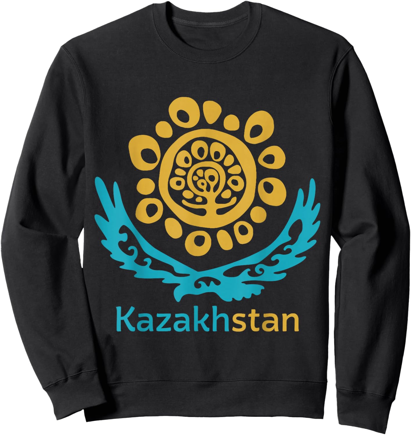 Republic of Kazakhstan Qazaqstan Kazakh Kazakh Flag Sweatshirt - Sweatshirt | Black