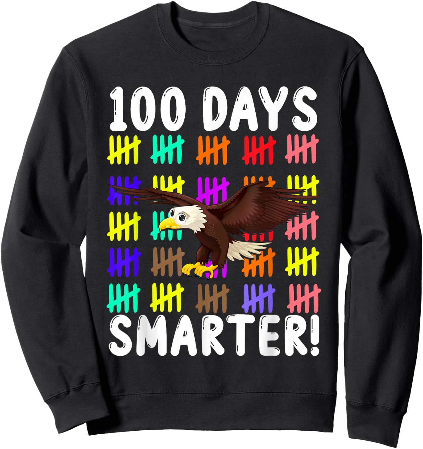 Animal Bird Cute Eagle Student Kids Gift 100 Days Of School Sweatshirt - Sweatshirt | Black