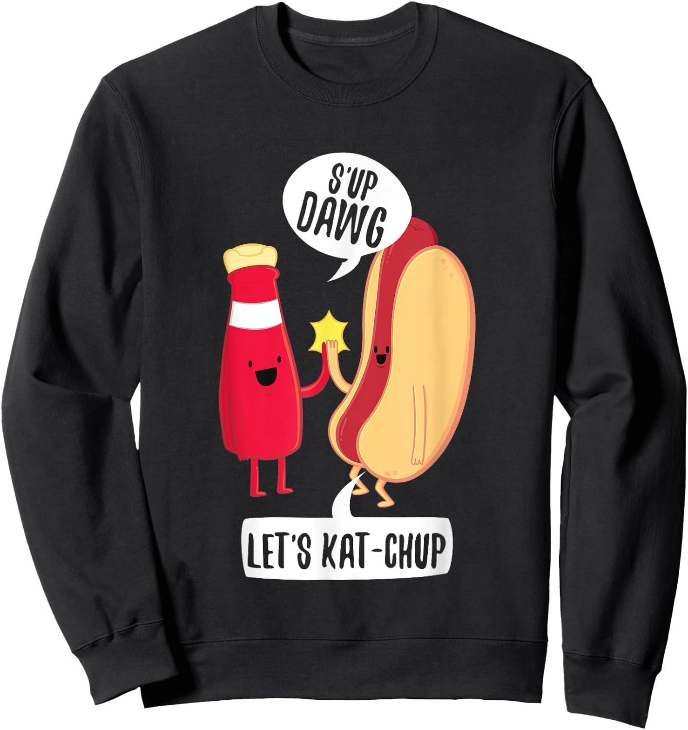 Funny What's Up Hot Dog Ketchup Hotdogolists Men Women Kids Sweatshirt - Sweatshirt | Black