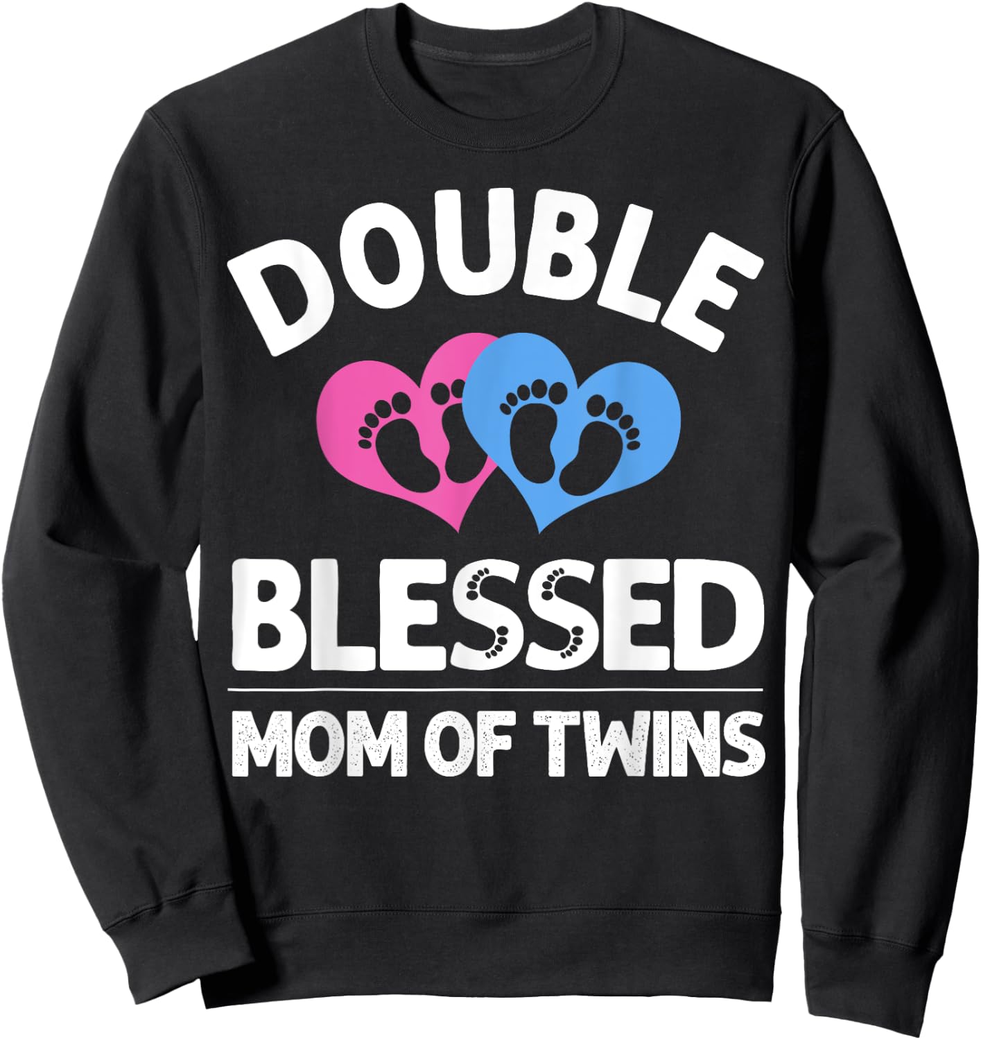 Cute Double Blessed Expectant Humor Lover Designs Funny New Mom Of Twins Gift Mother Announcement ,black,Small Sweatshirt - Sweatshirt | Black