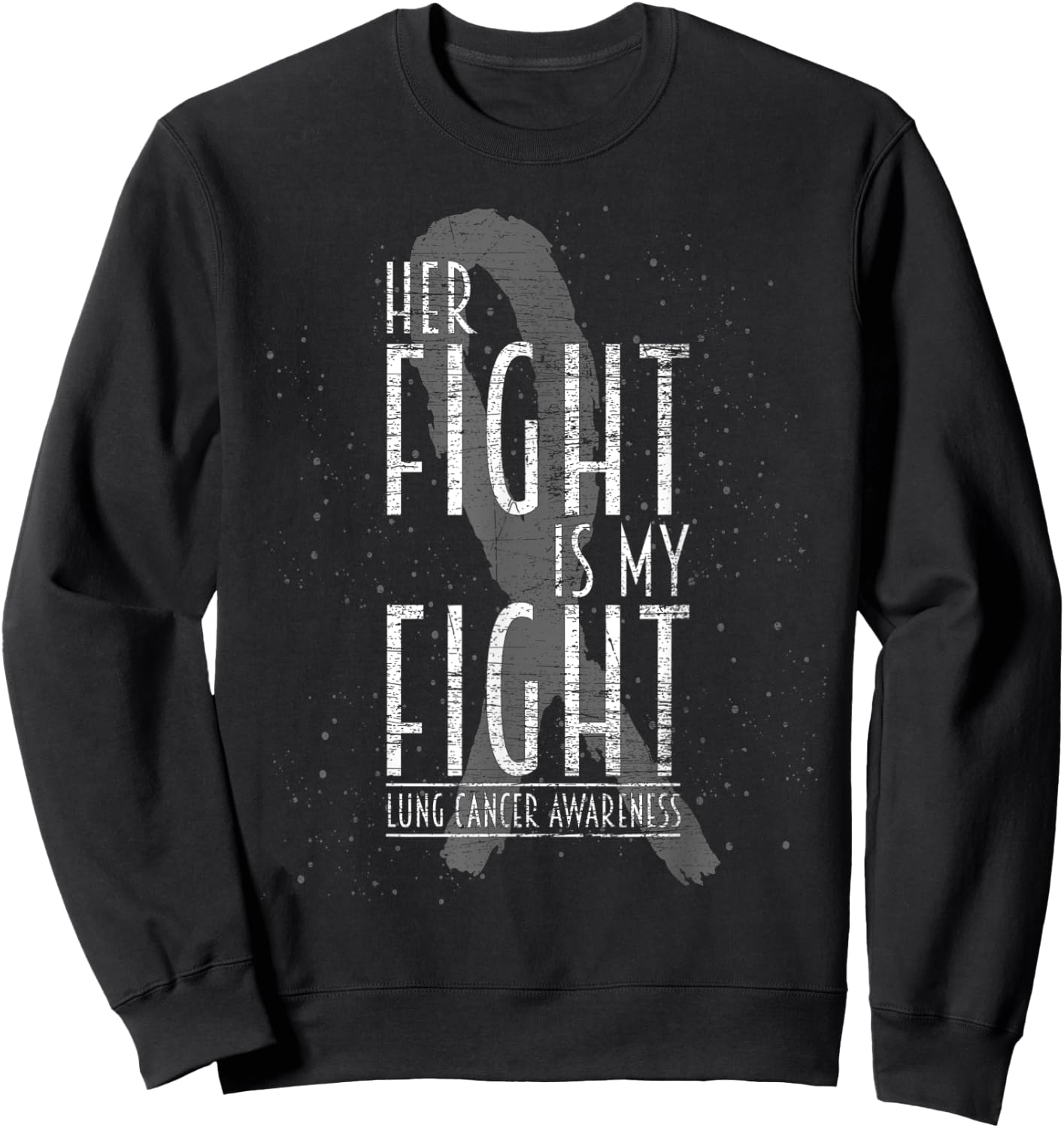 White Ribbon Women Support Lung Cancer Awareness Sweatshirt - Sweatshirt | Black