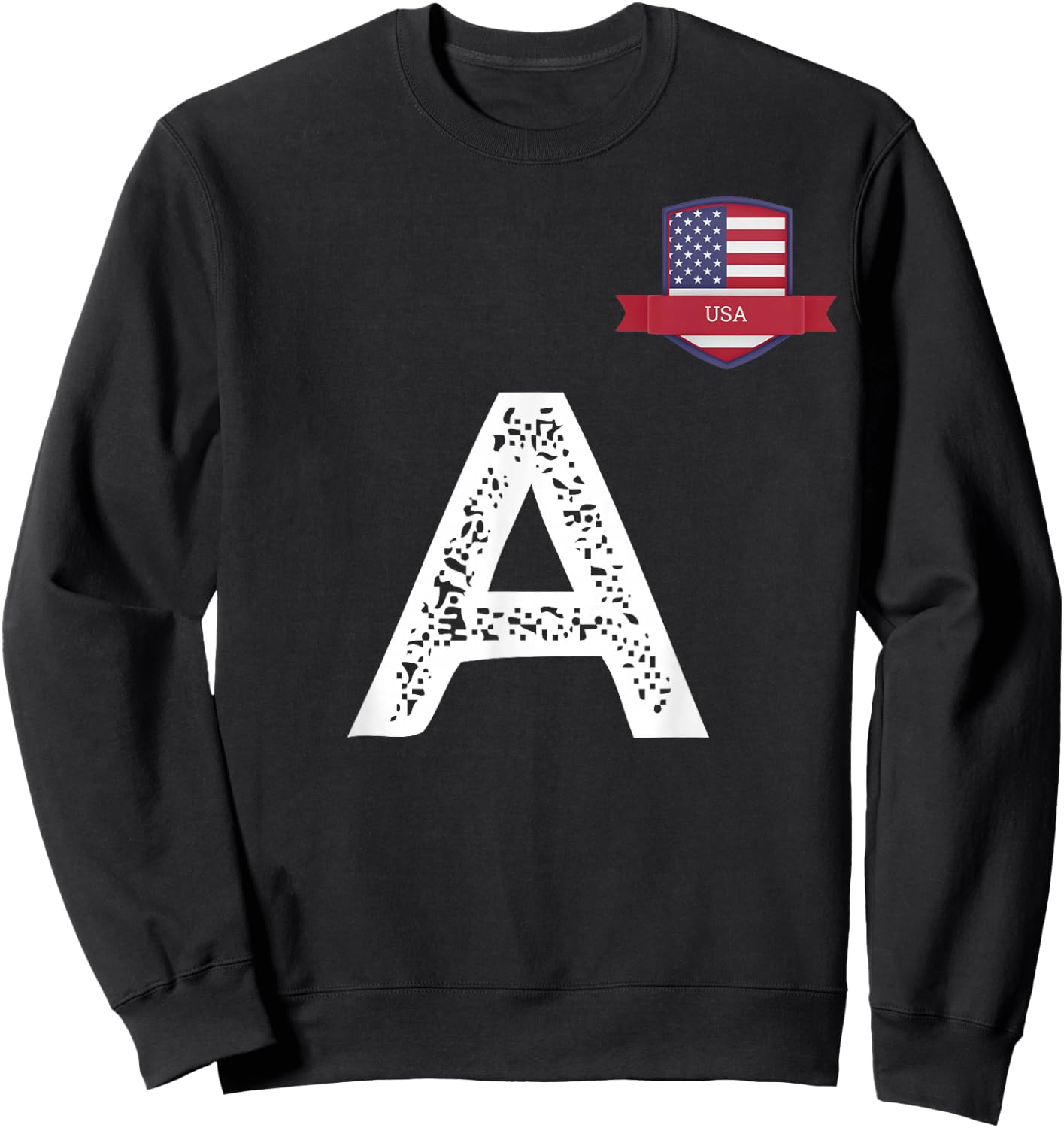 USA Human-Flag Letter A American USA Sweatshirt - Sweatshirt | Black