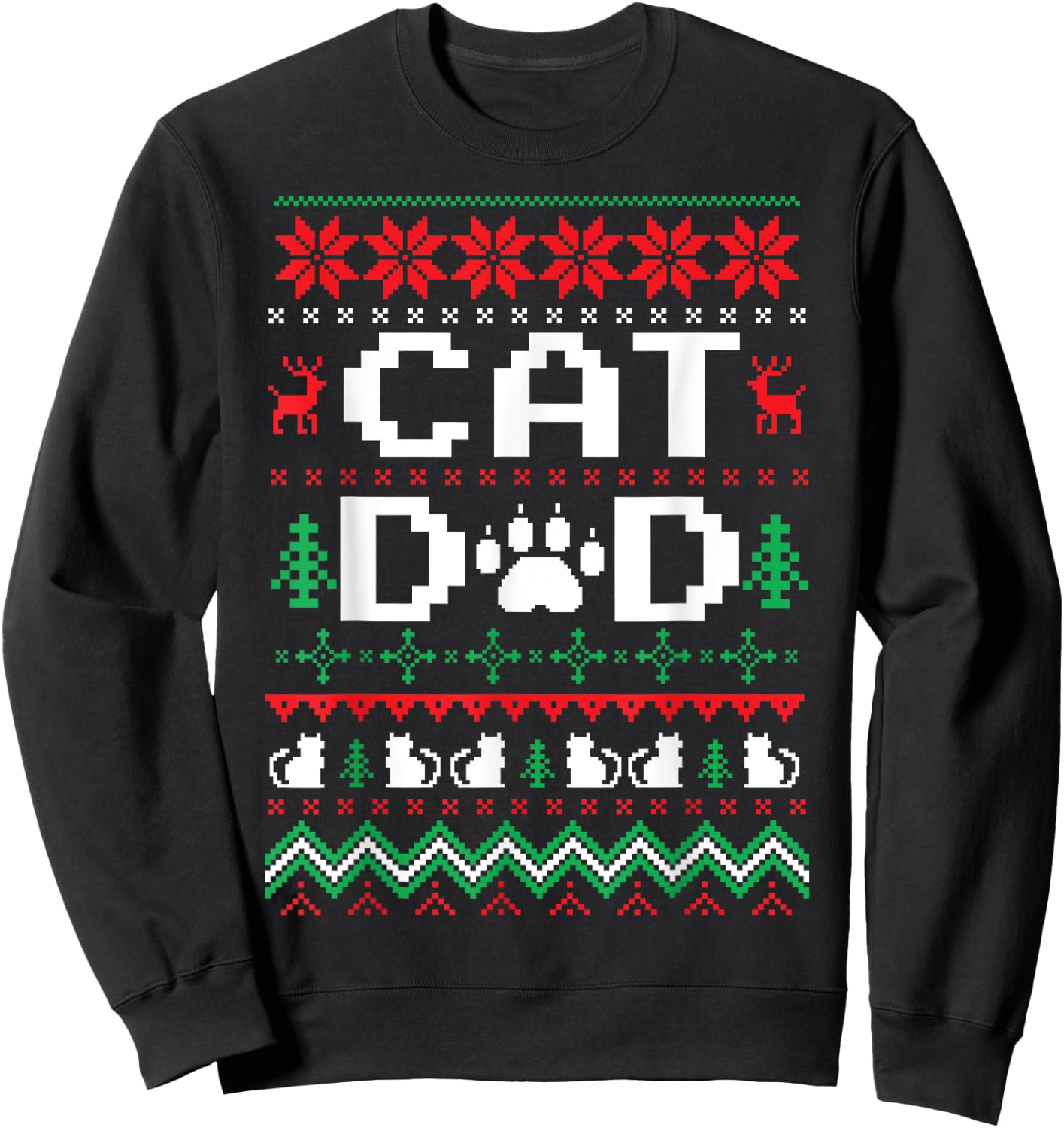 Funny Christmas Cat Dad Shirt Cats Kitten Men Women Kids Sweatshirt - Sweatshirt | Black