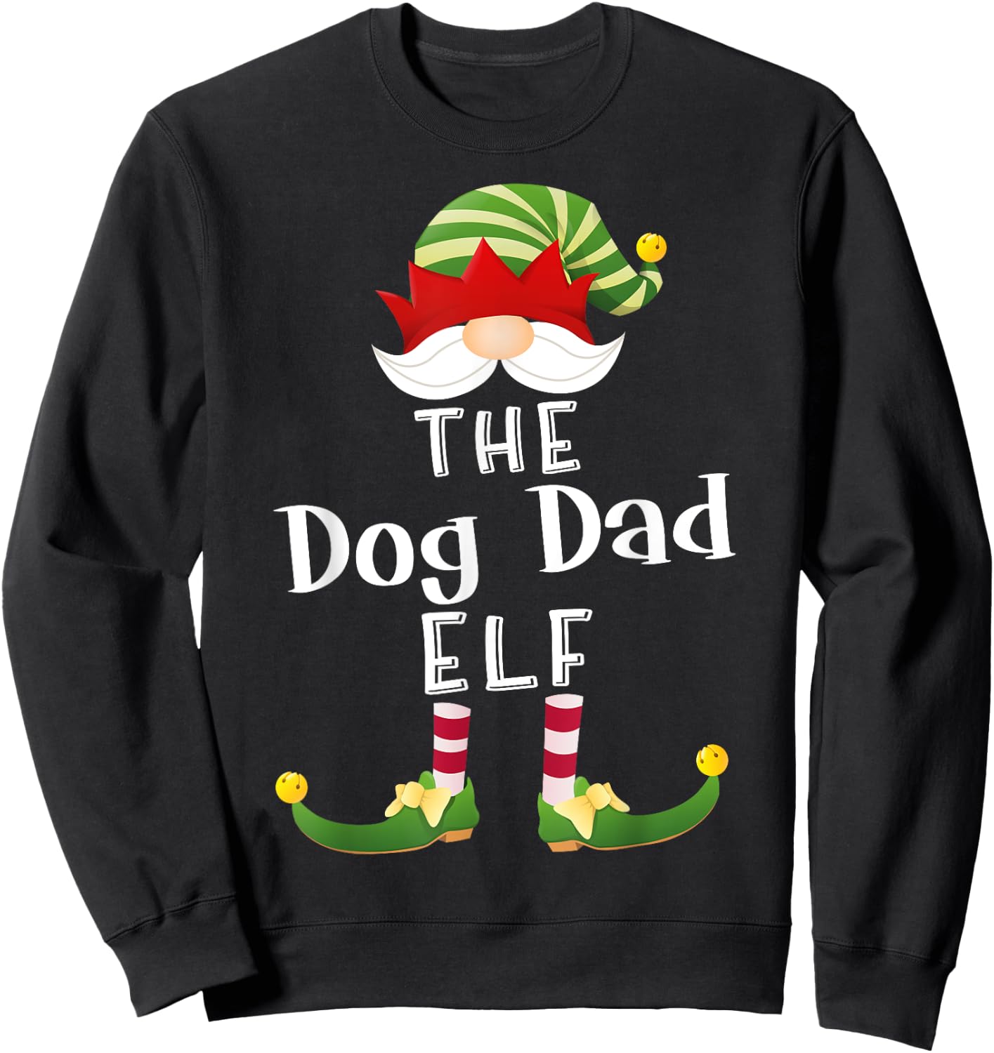 Dog Dad Elf Group Christmas Funny Pajama Party Women Sweatshirt - Sweatshirt | Black