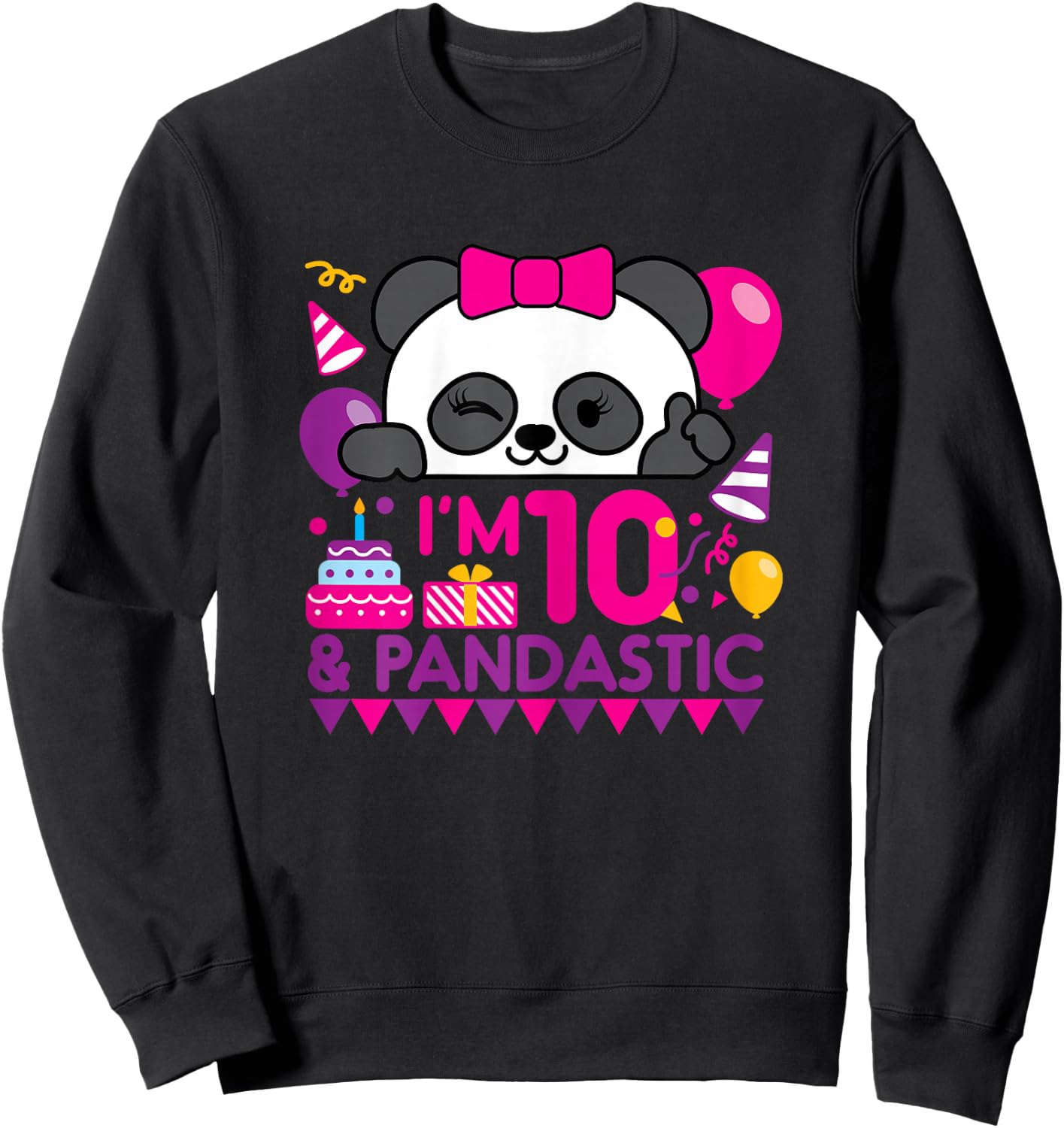 Panda 10 Year Old Children's Birthday Party Sweatshirt - Sweatshirt | Black