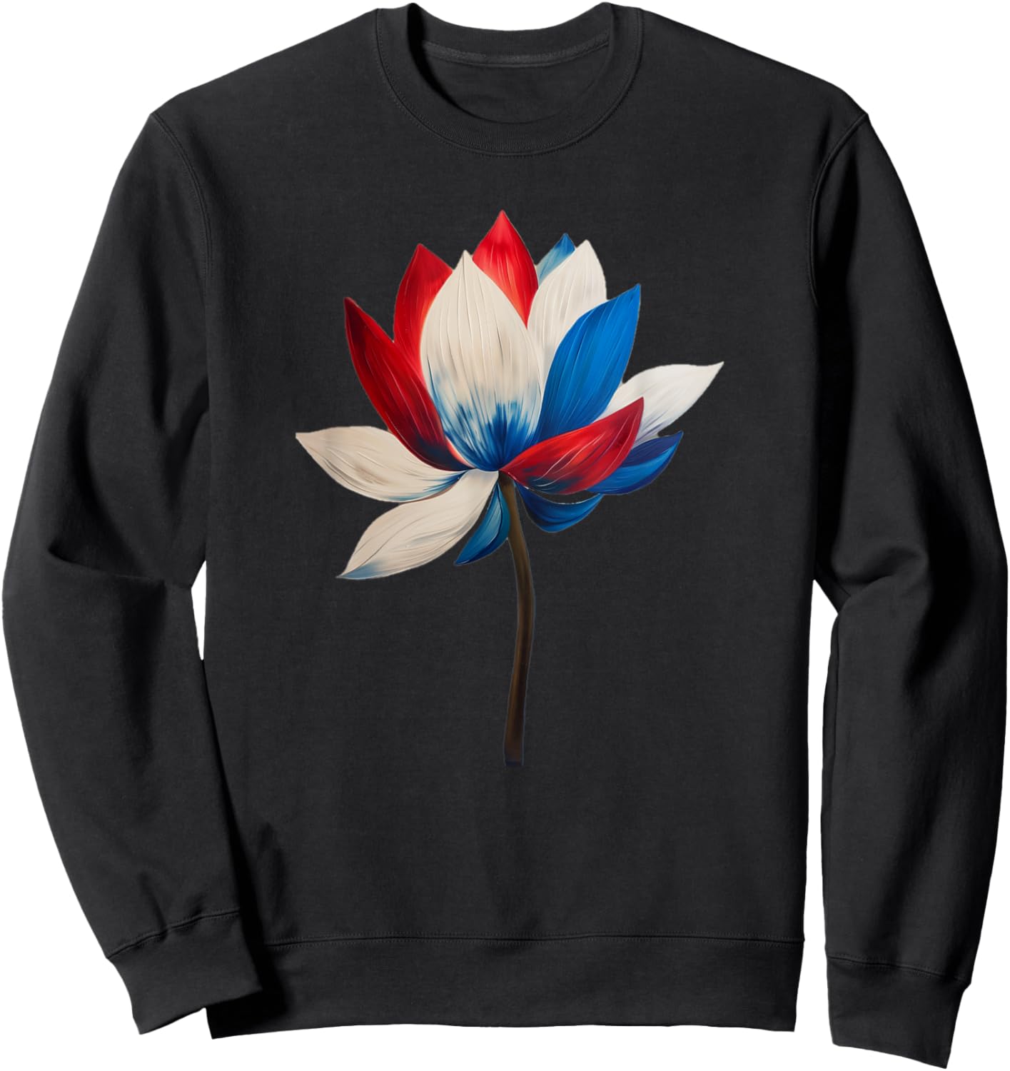 Red White Blue Lotus Symbol I'm With Her Kamala Watercolor Sweatshirt - Sweatshirt | Black