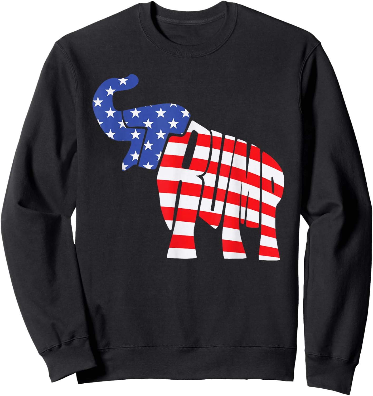 Cute Trump Gift | Proud American Flag Elephant Women Sweatshirt - Sweatshirt | Black