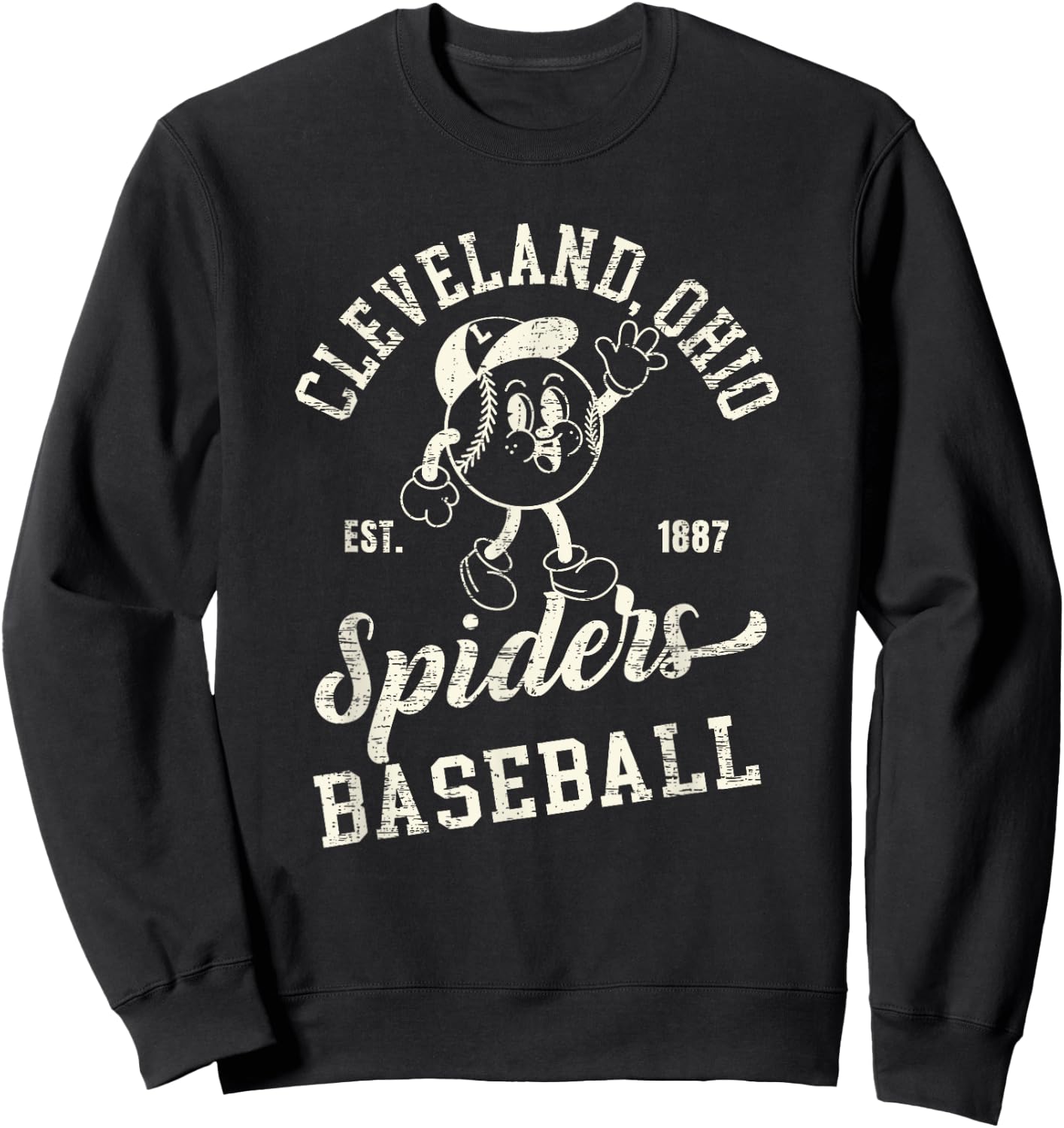 Vintage Cleveland Ohio Spiders Baseball Sweatshirt - Sweatshirt | Black