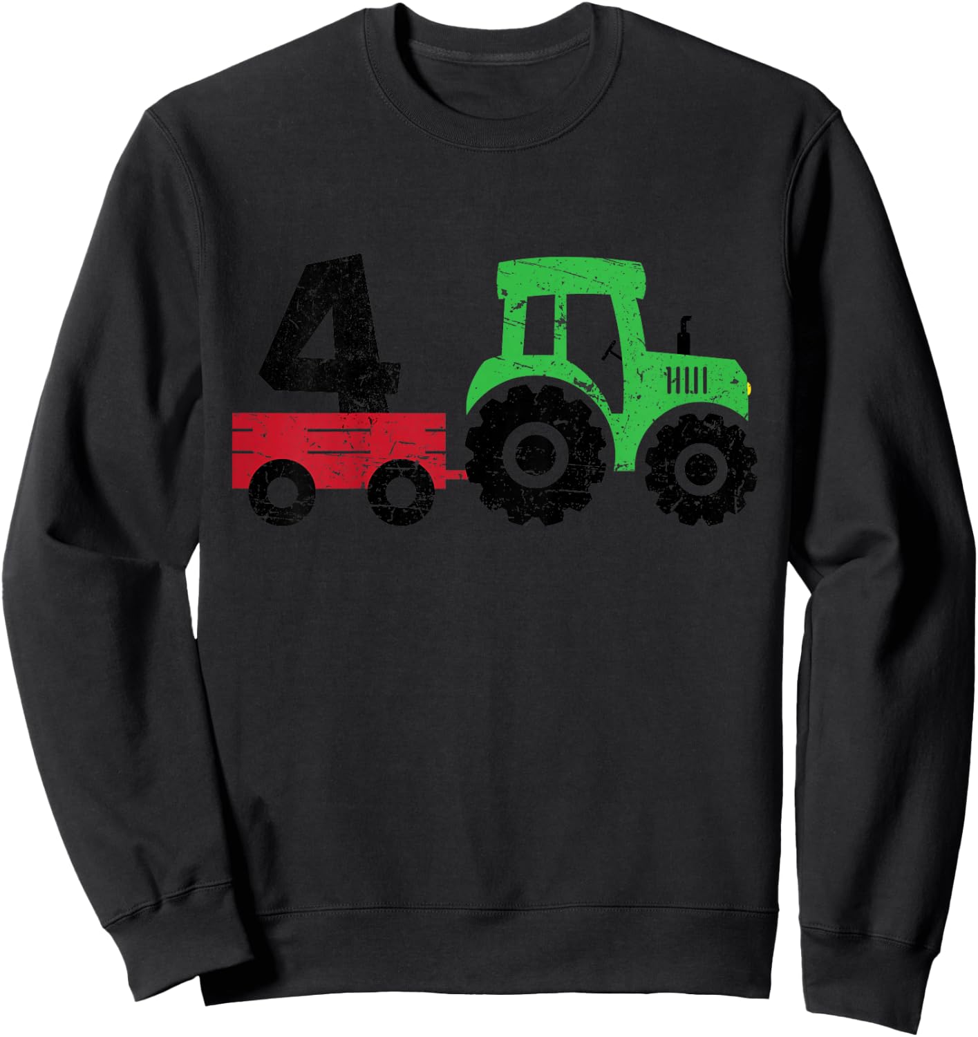 Tractors 4 Years Old 4th Birthday Boy Farm Boy Tractor Sweatshirt - Sweatshirt | Black