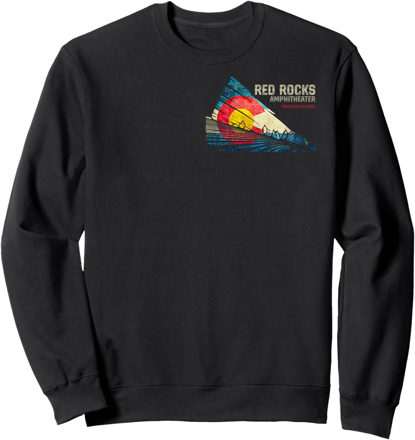 Red Rocks Amphitheater - Colorado C - State Flag Sweatshirt - Sweatshirt | Black