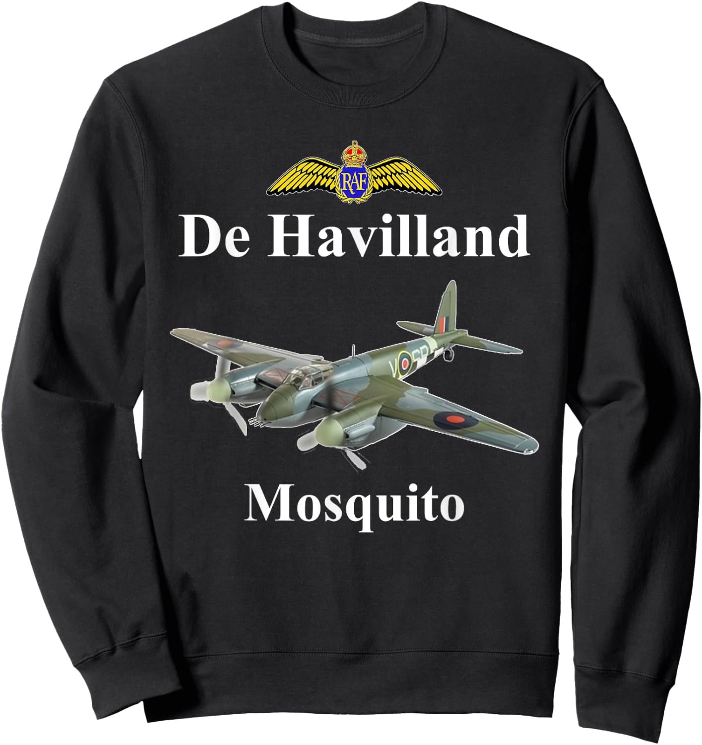 De Havilland Mosquito WWII Fighter Bomber Airplane Sweatshirt - Sweatshirt | Black