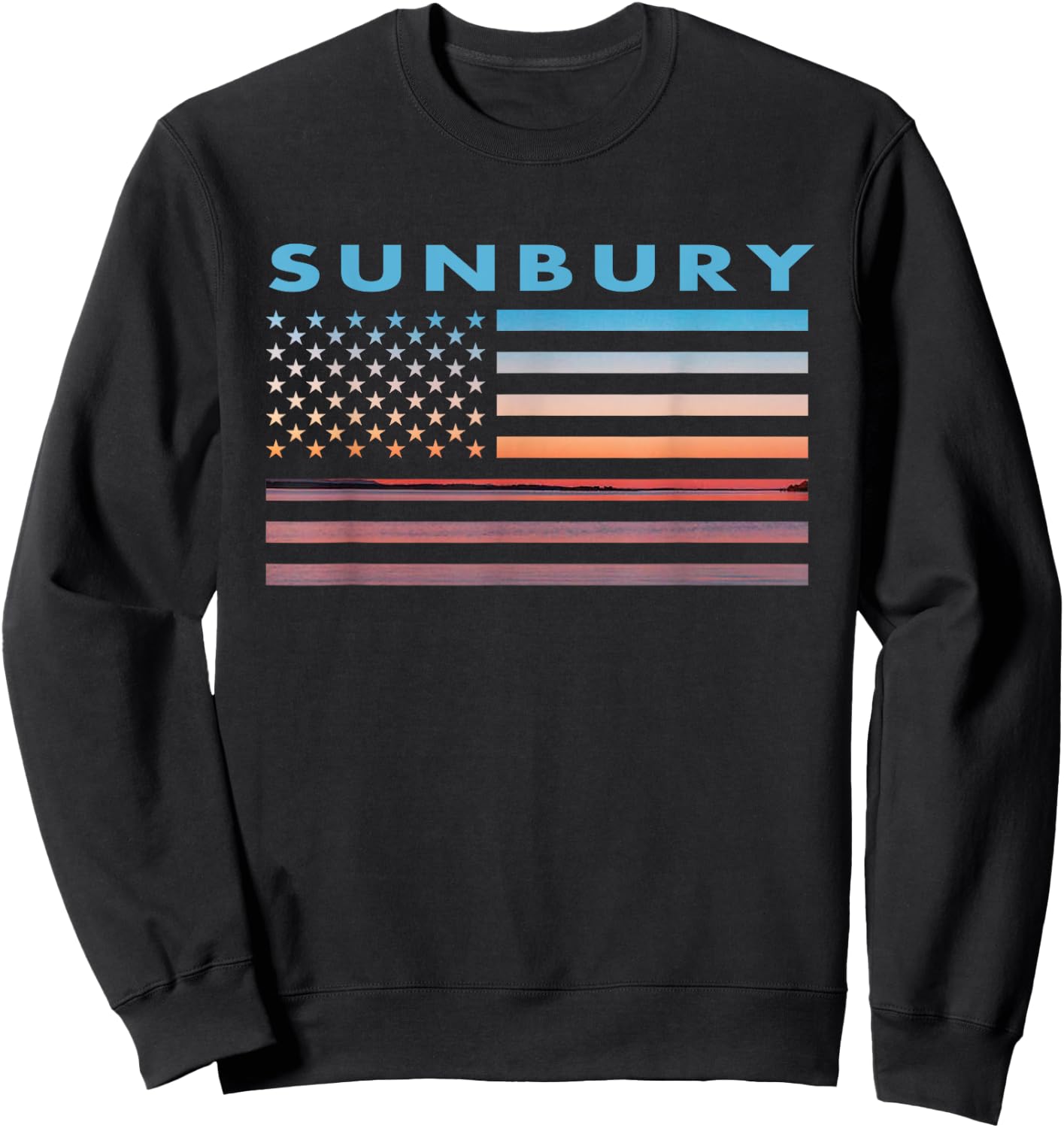 Vintage Sunset American Flag Sunbury, Georgia Sweatshirt - Sweatshirt | Black