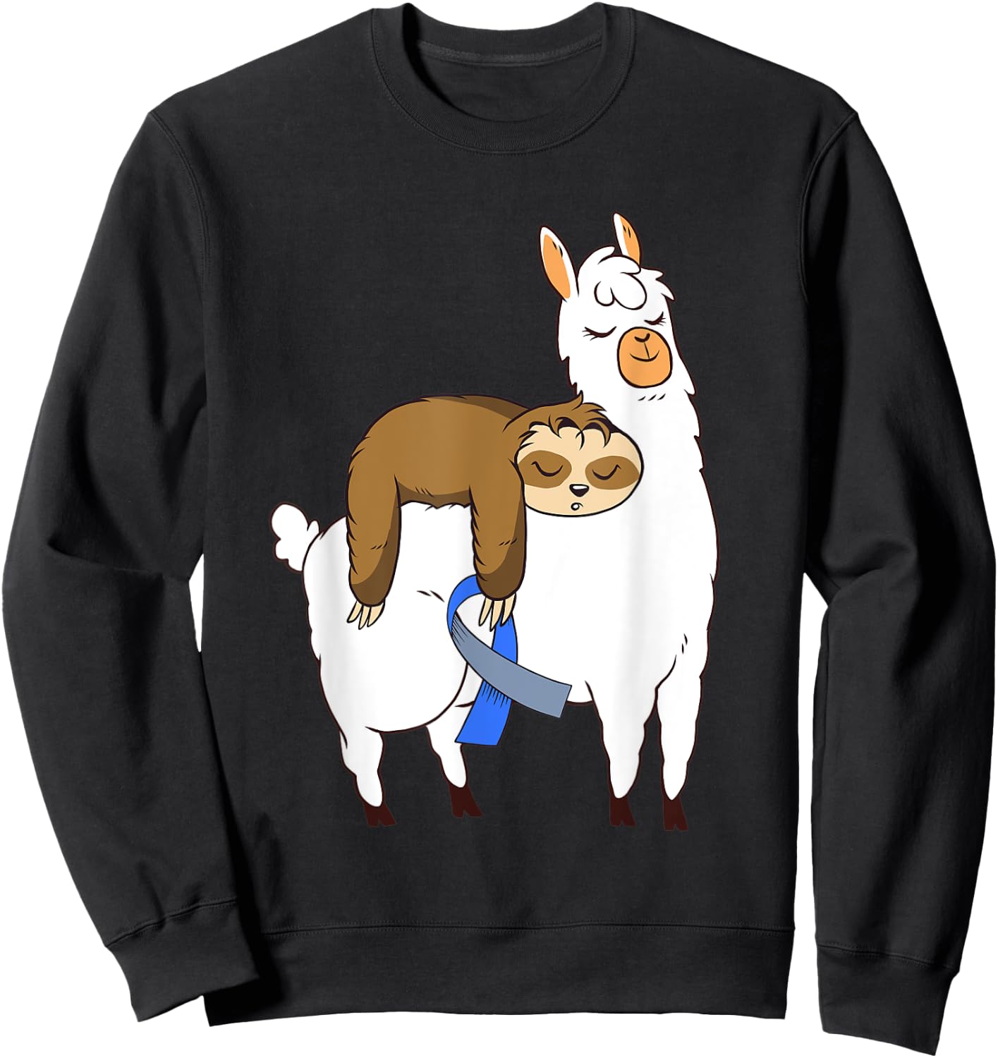 Cute Sloth Llama Type 1 T1D Diabetes Awareness Funny Gift Sweatshirt - Sweatshirt | Black