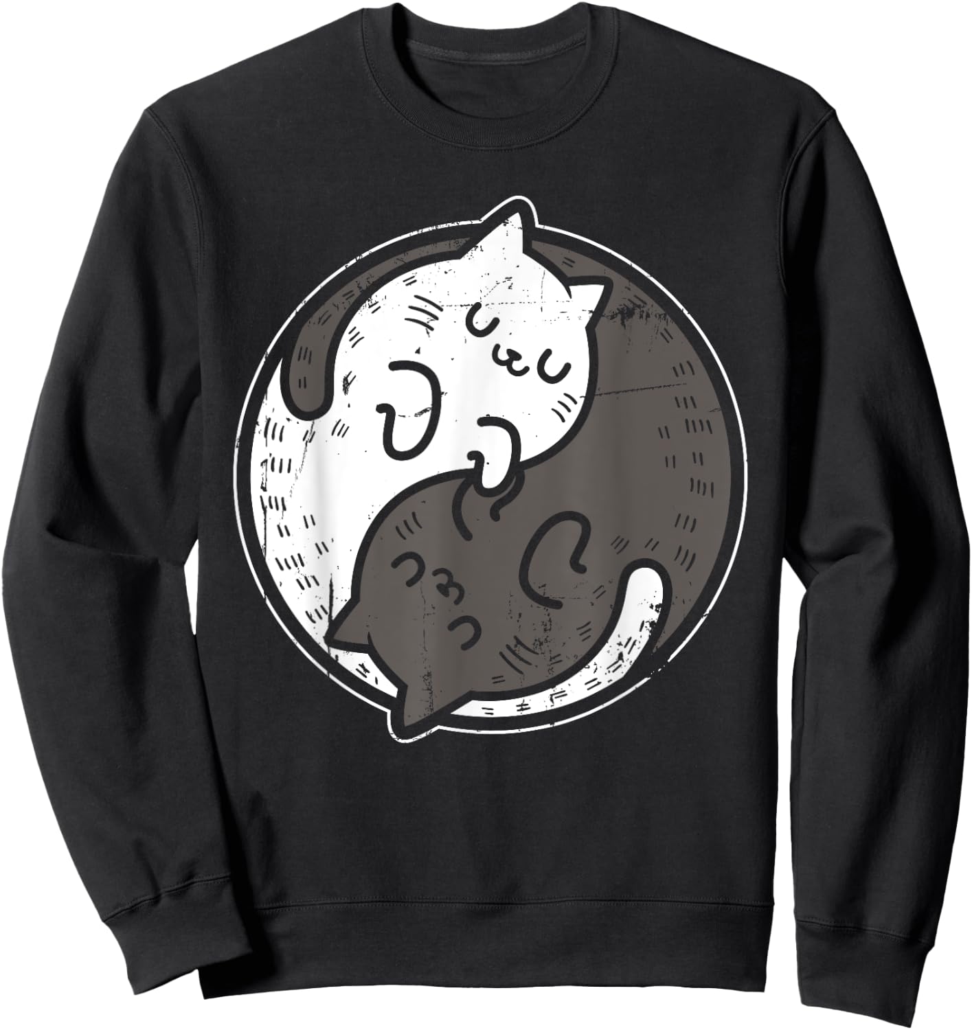 Yoga Cat Yin Yang Position Yoga Workout Gift Women Sweatshirt - Sweatshirt | Black