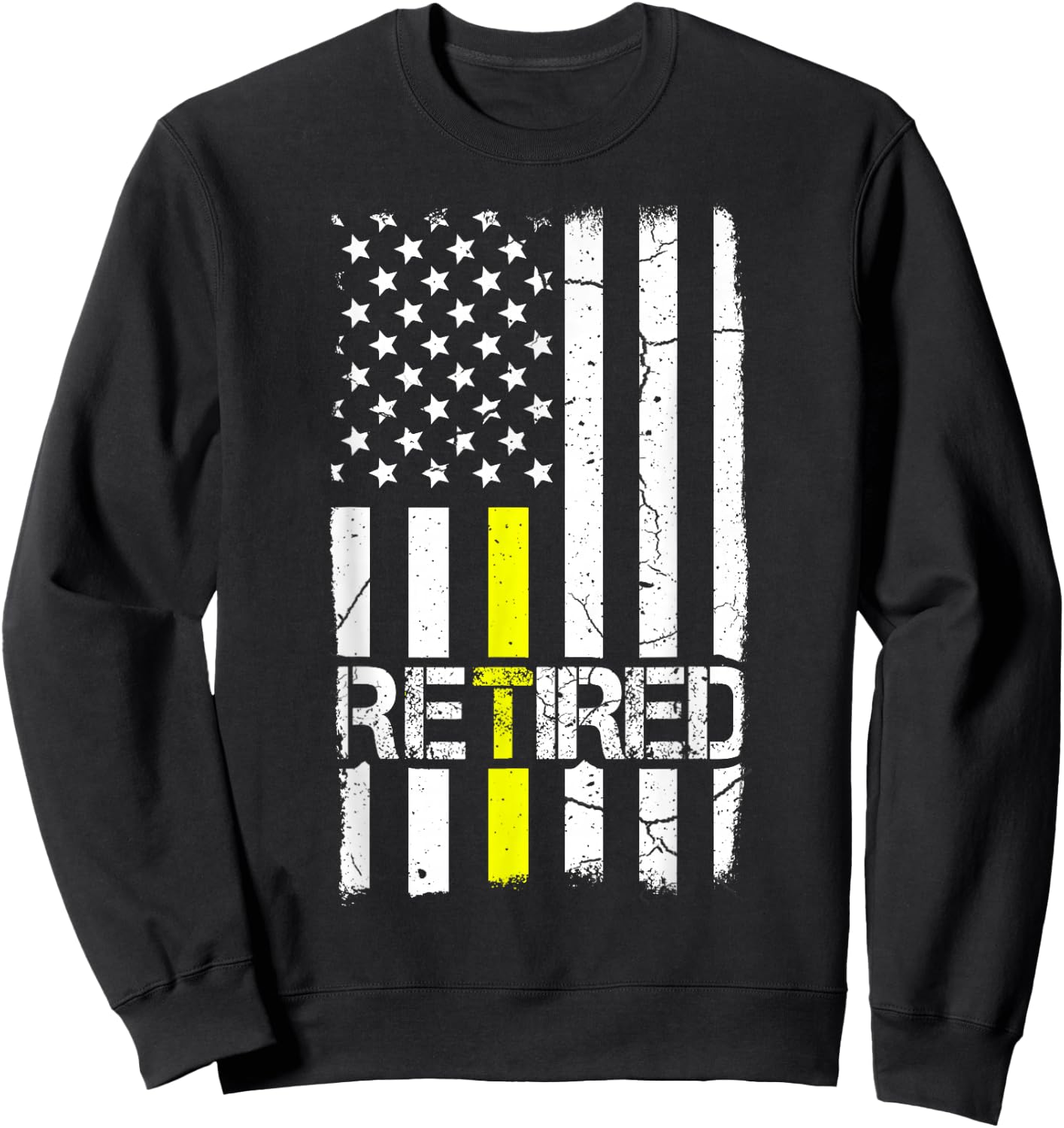Retired Dispatcher Patriotic Us Flag Thin Line Gold Shirt Sweatshirt - Sweatshirt | Black