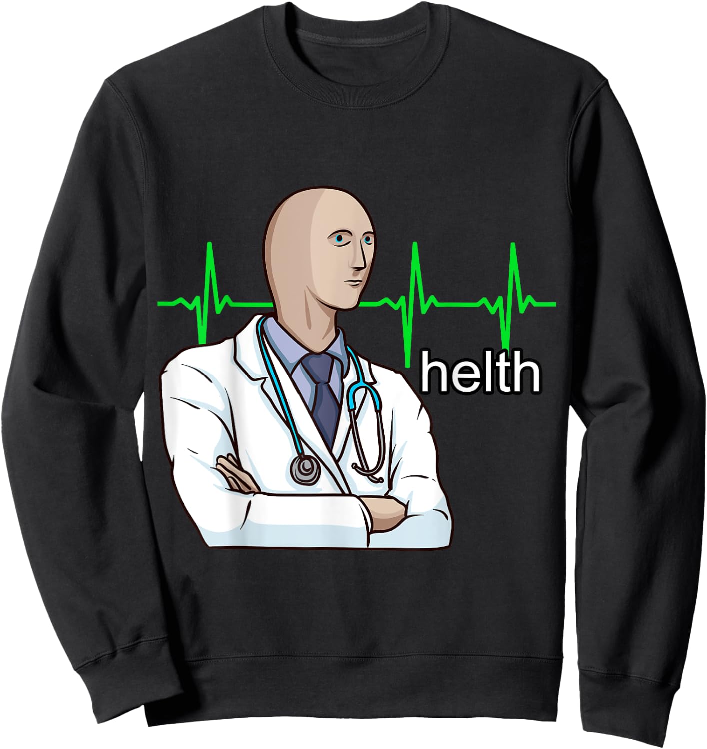 Helth Meme Man Funny Surreal Dank Meme Sweatshirt - Sweatshirt | Black