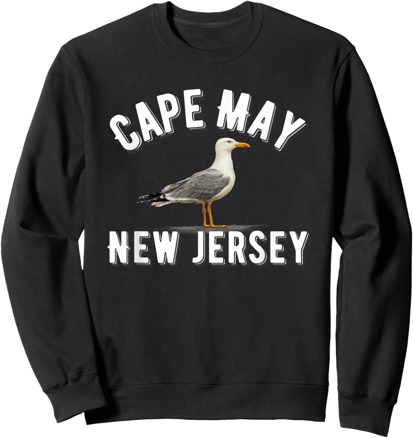 Cape May New Jersey Sea Gull Cute Beach Vacation Sweatshirt - Sweatshirt | Black