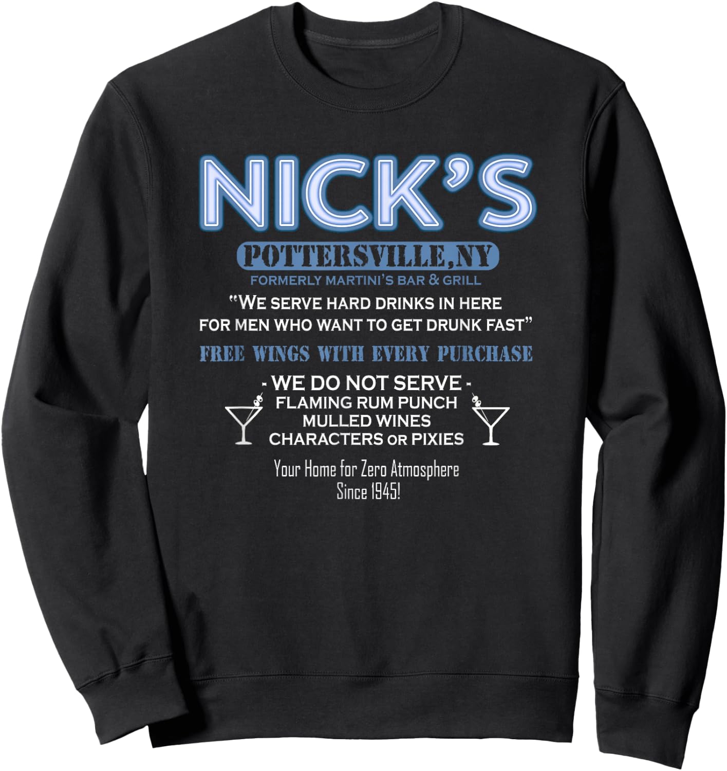 It's A Wonderful Life Nicks Bar George Bailey Clarence Gift Sweatshirt - Sweatshirt | Black