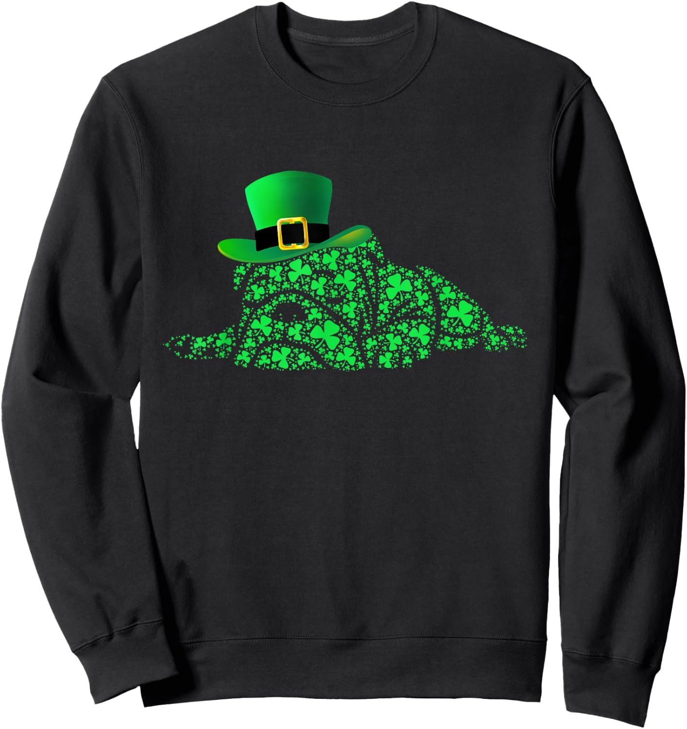 Irish English Bulldog Shamrocks Green Hat St Patricks Day Men Women Kids Sweatshirt - Sweatshirt | Black