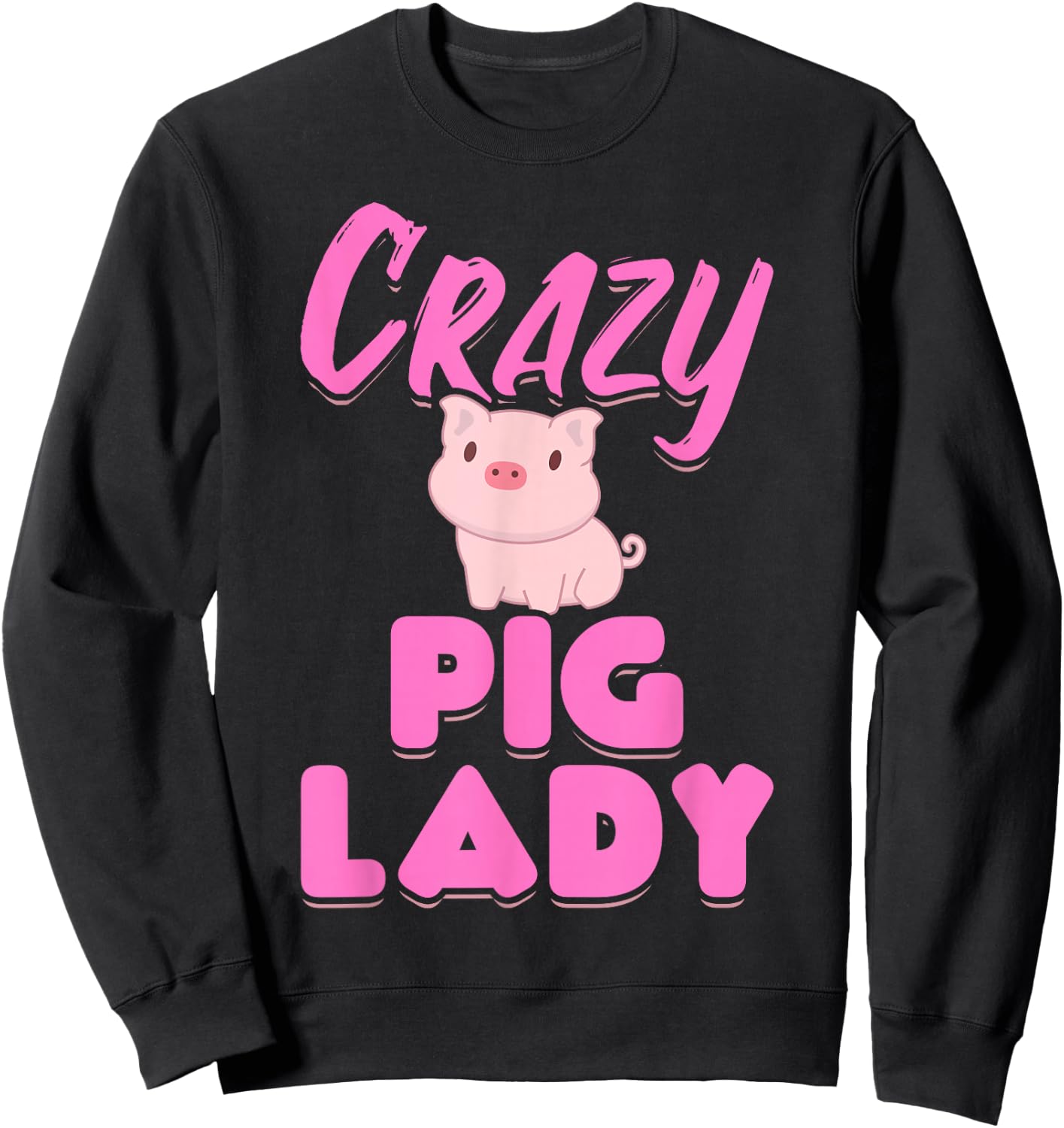 Crazy Pig Lady Sweatshirt - Sweatshirt | Black