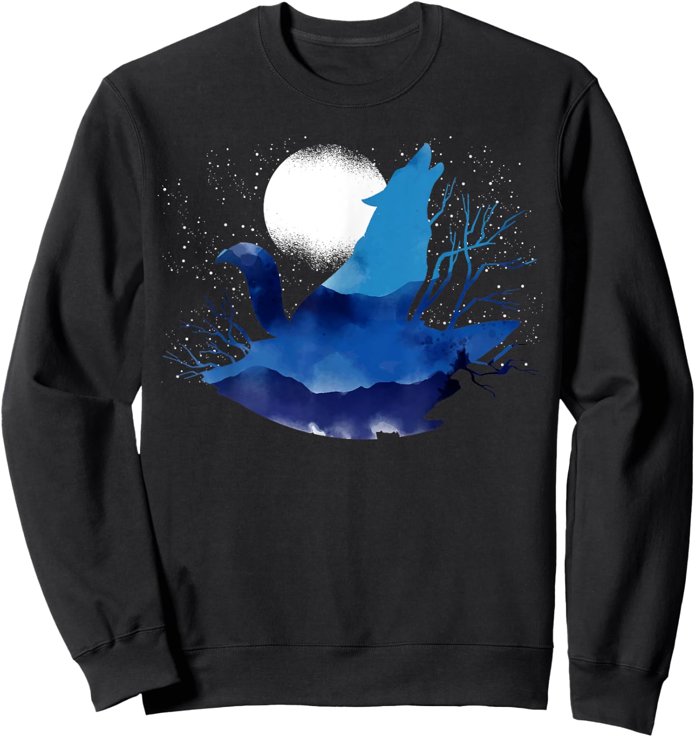 Howling Predator Wildlife Animal Full Moon Light Wolf Sweatshirt - Sweatshirt | Black