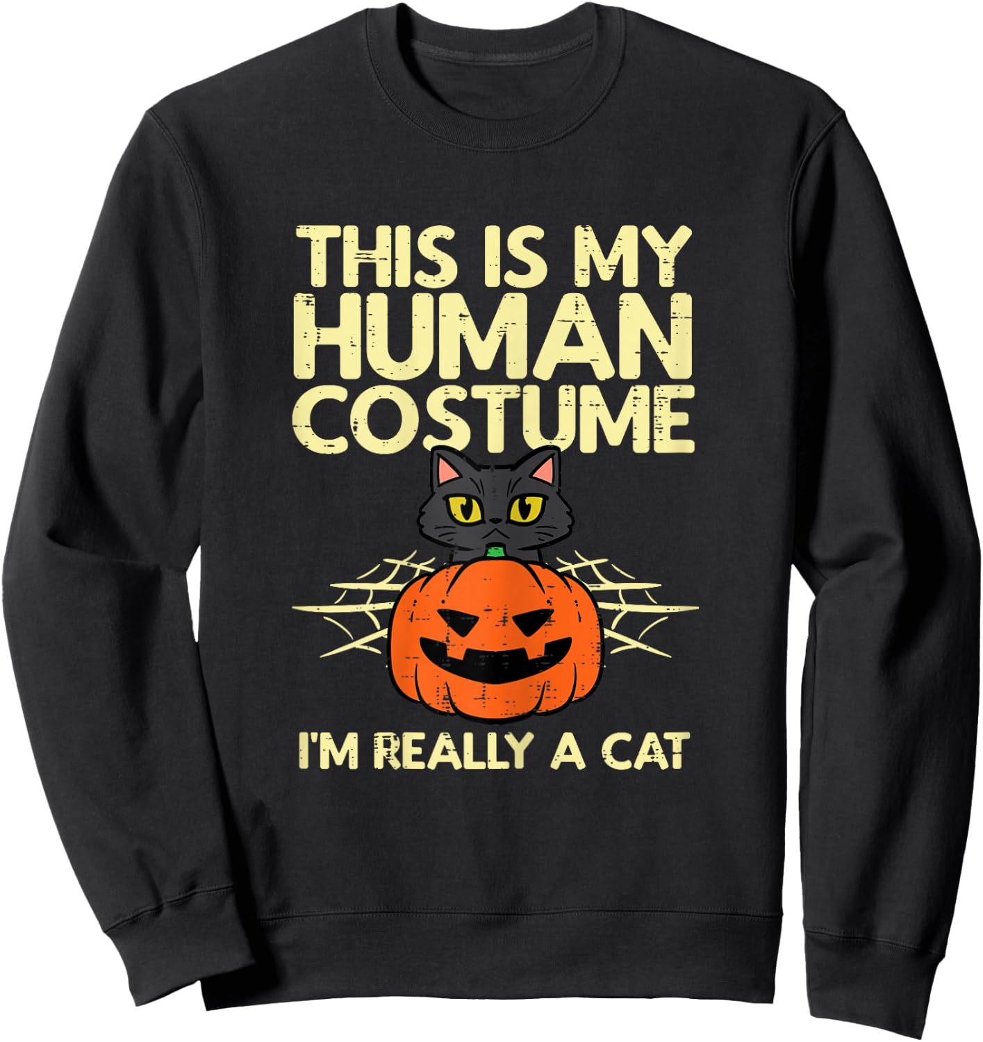 Halloween My Human Costume Im A Cat Costume Women Girls Kids Sweatshirt - Sweatshirt | Black