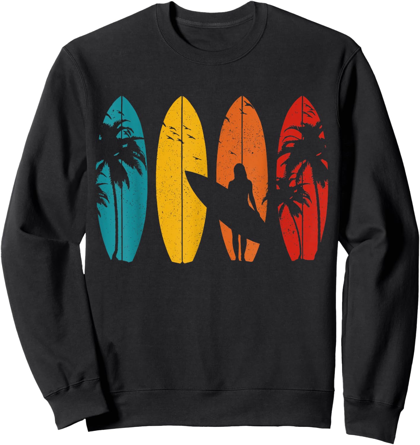 Surfer Vintage Surf Board Surfing Surfing Surfing Gift Women Girls Kids Sweatshirt - Sweatshirt | Black