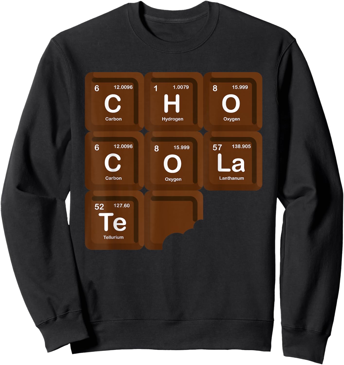 Funny Chocolate Periodic Table Of Elements Chemistry Lover Sweatshirt - Sweatshirt | Black