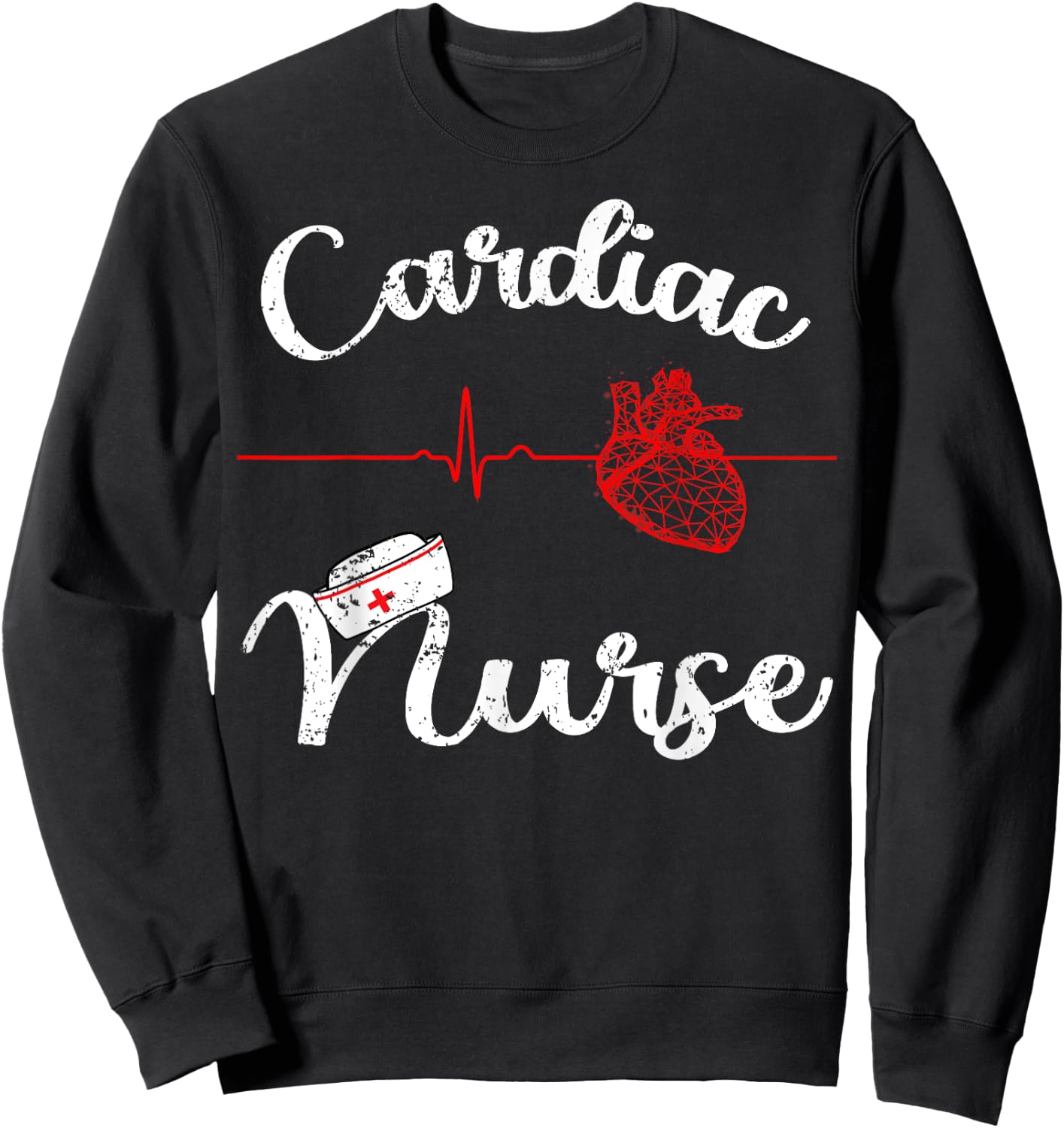 Cardiac Nurse Cardiology Heartbeat EKG Nurse Graduating Gift Sweatshirt - Sweatshirt | Black