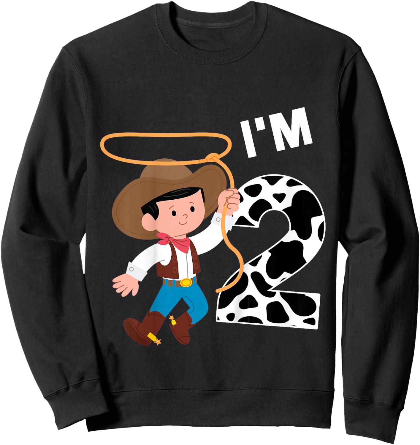 Kids I'm 2 Year Old Birthday Cowboy Squad Farmer Family Boy Sweatshirt - Sweatshirt | Black
