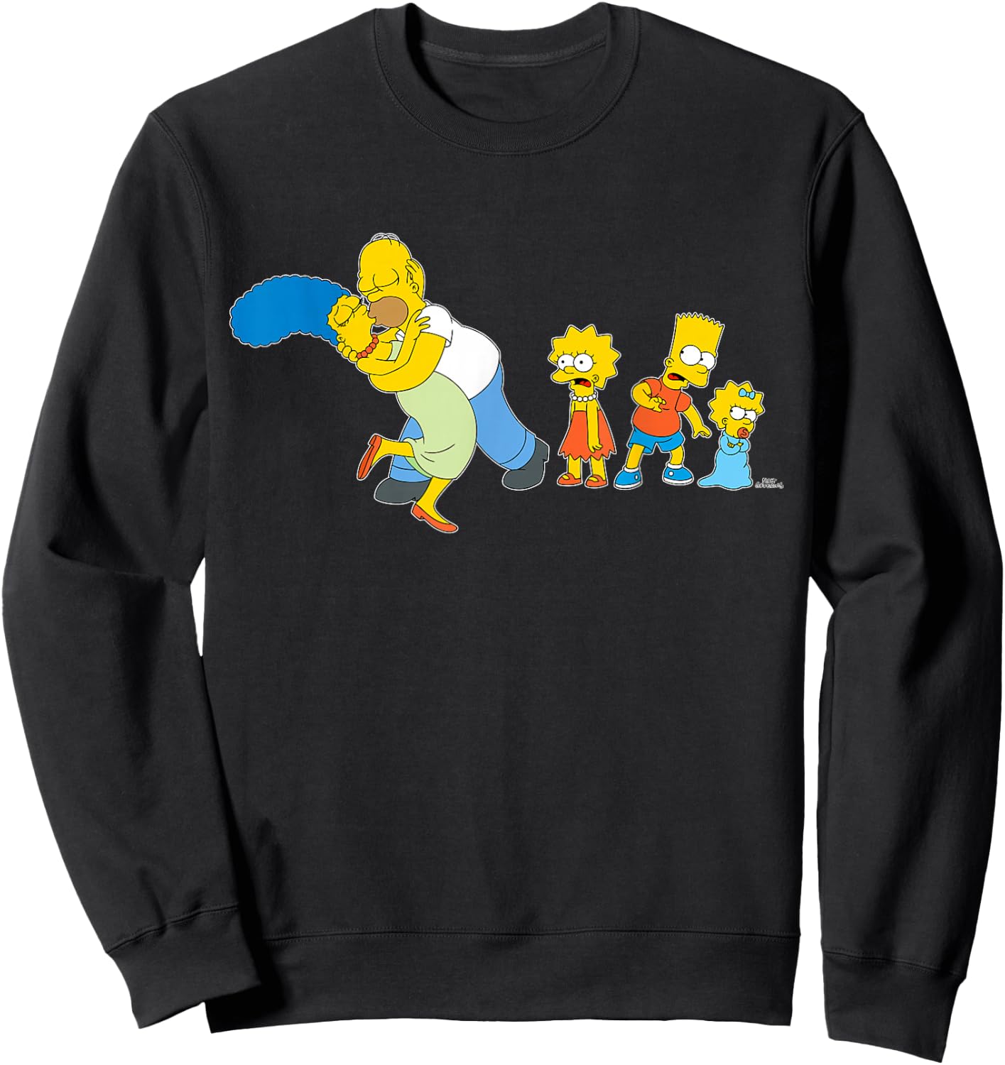 The Simpsons Marge Homer Beard Lisa Maggie Kiss Sweatshirt - Sweatshirt | Black