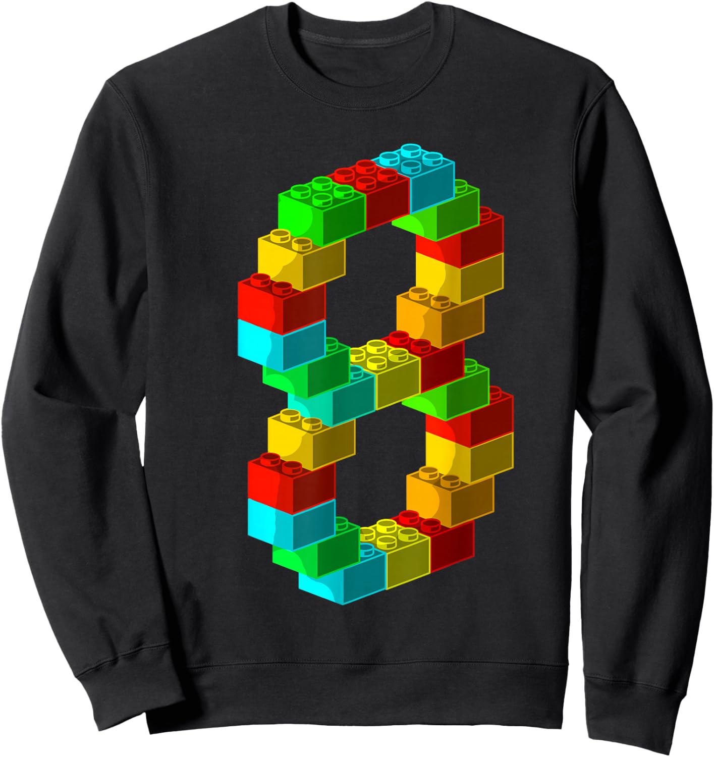 Cute Block Building 8th Birthday Gift 8 Years Old Boys Girls Sweatshirt - Sweatshirt | Black